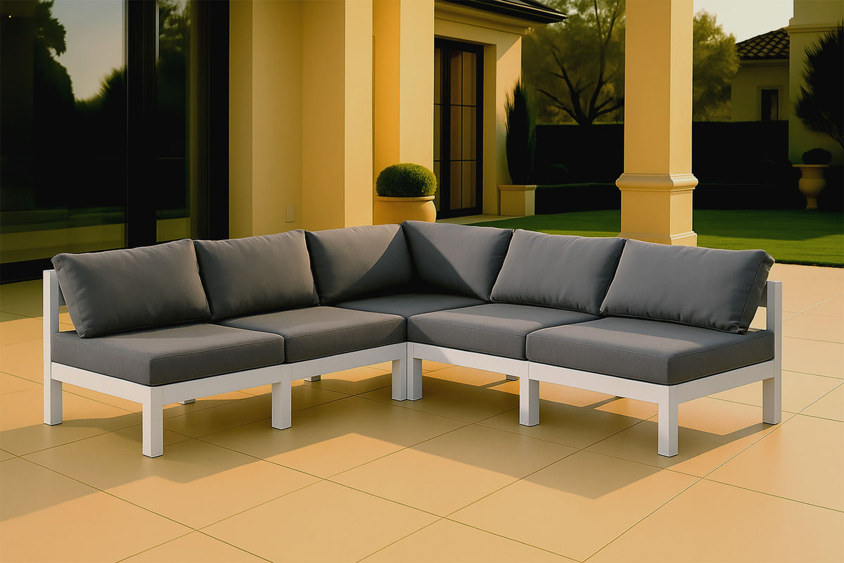 Nizuc - Outdoor Patio 5 Piece Modular Sectional With White Frame