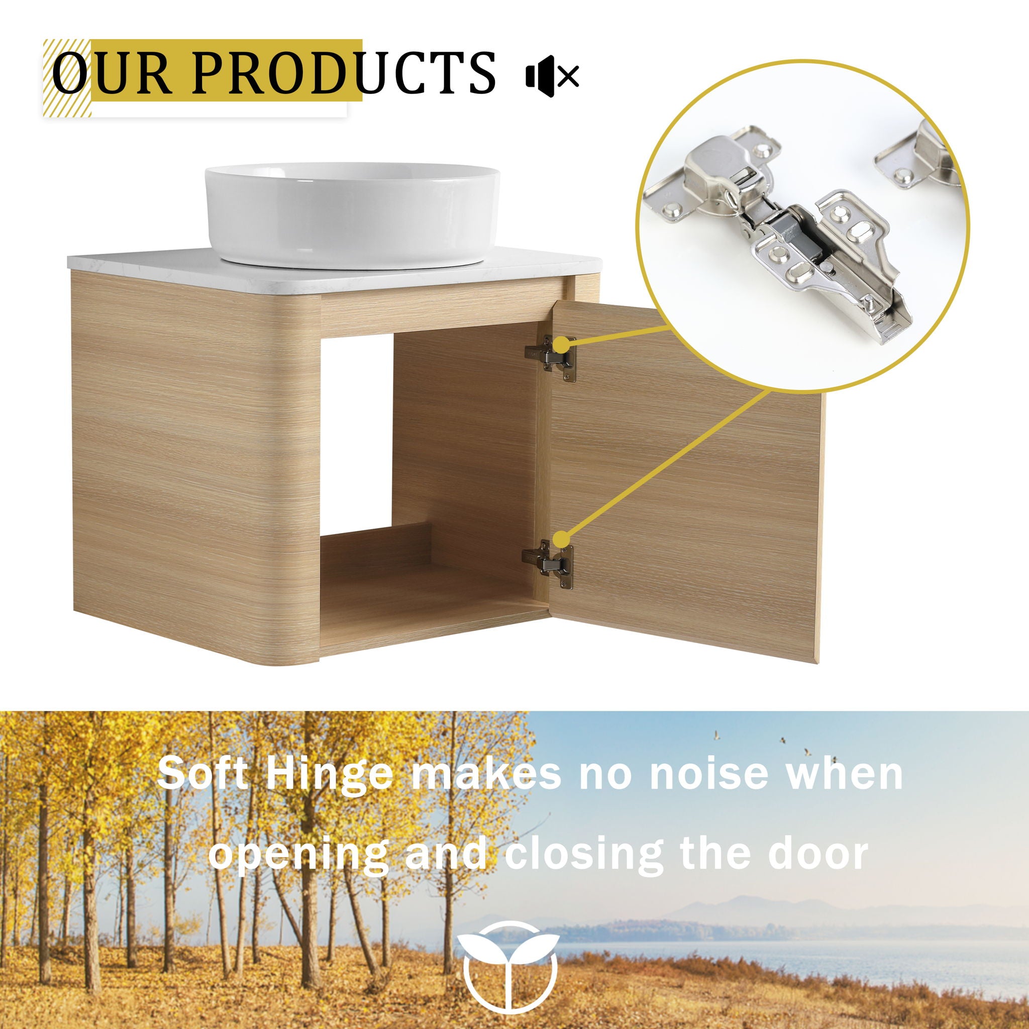 Mounted Bathroom Vanity With Art Sink & 2 Soft Close Doors