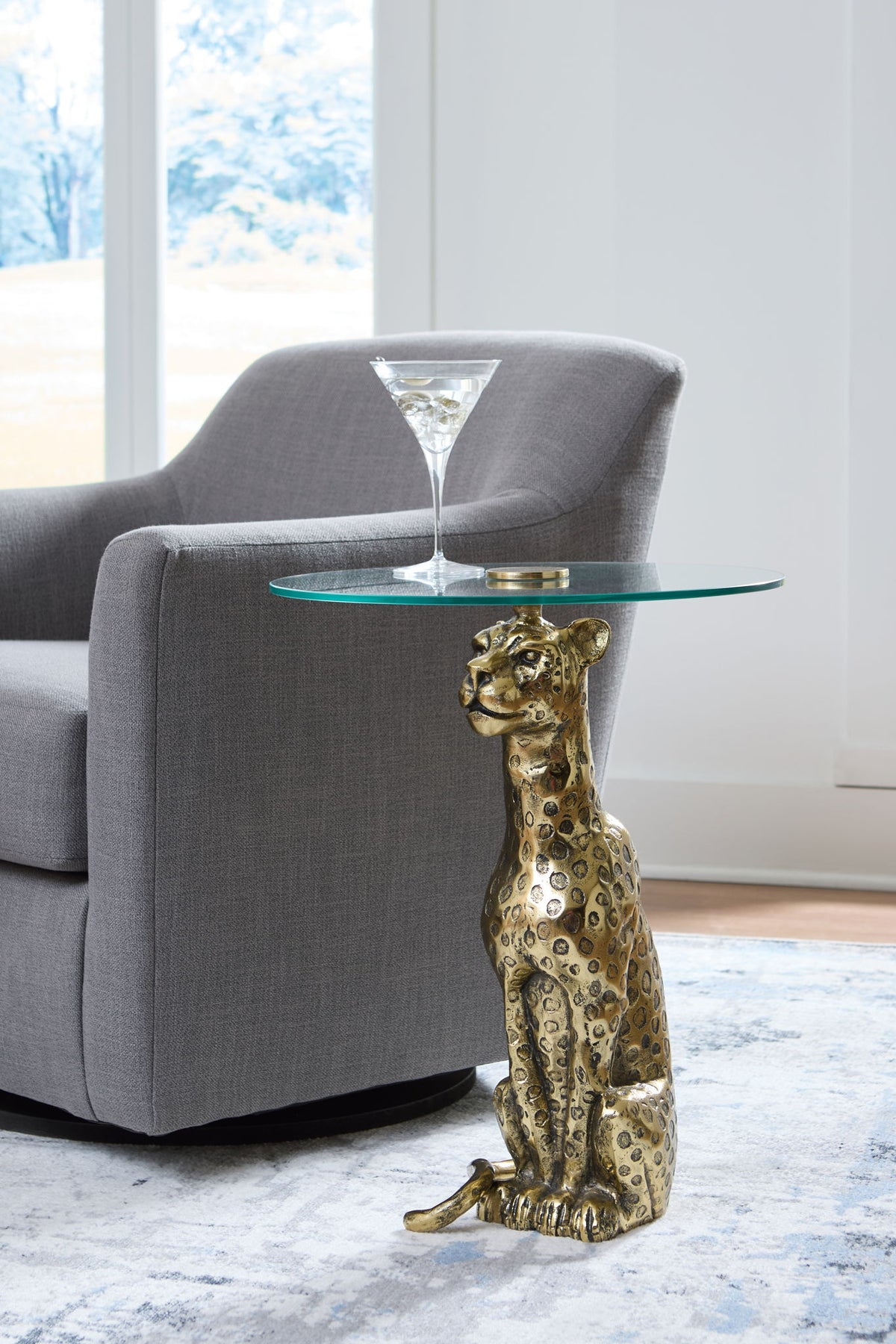 Vallain - Accent Table - Antique Gold Finish