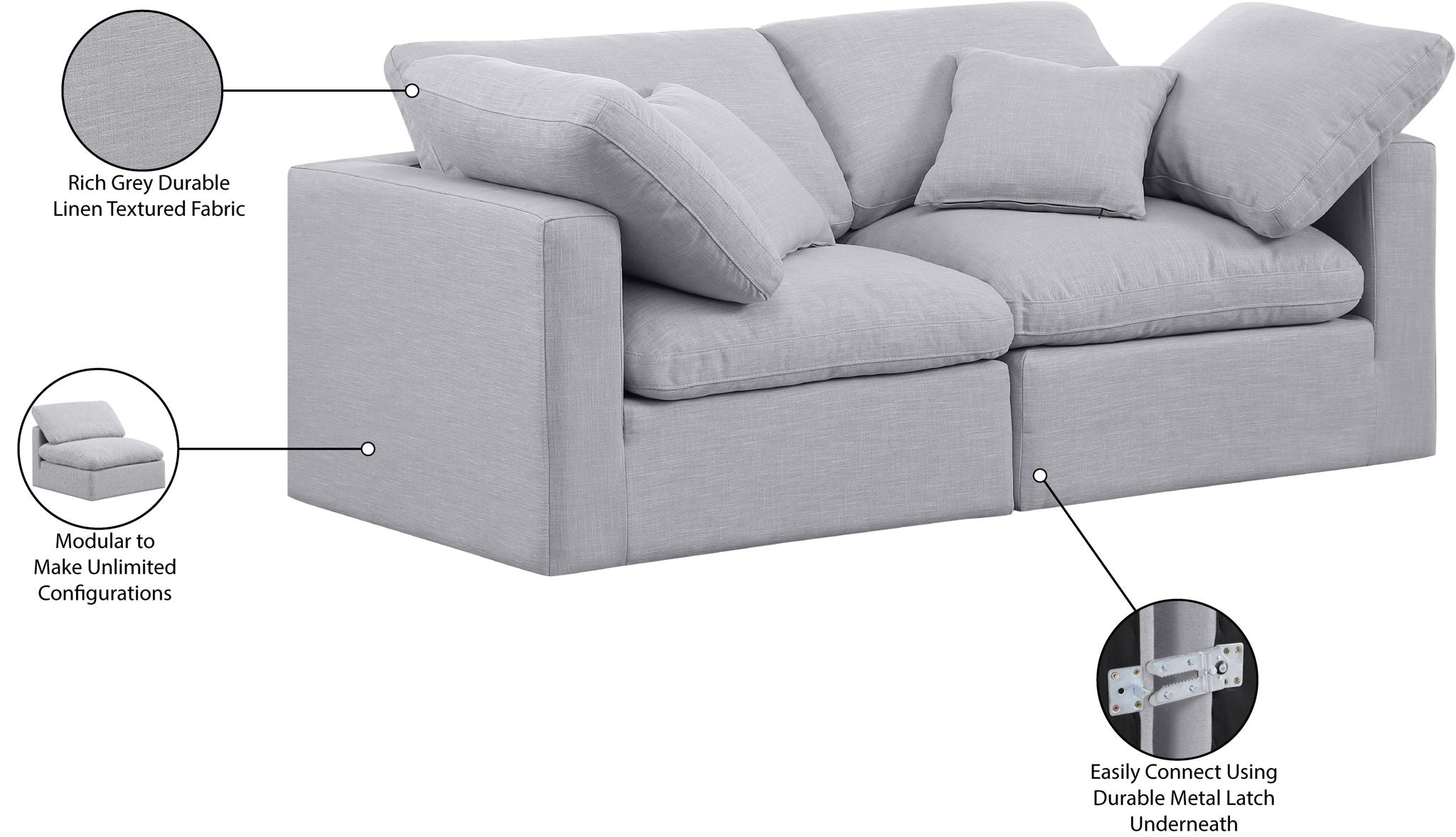 Indulge - Linen 2 Seat Modular Sofa