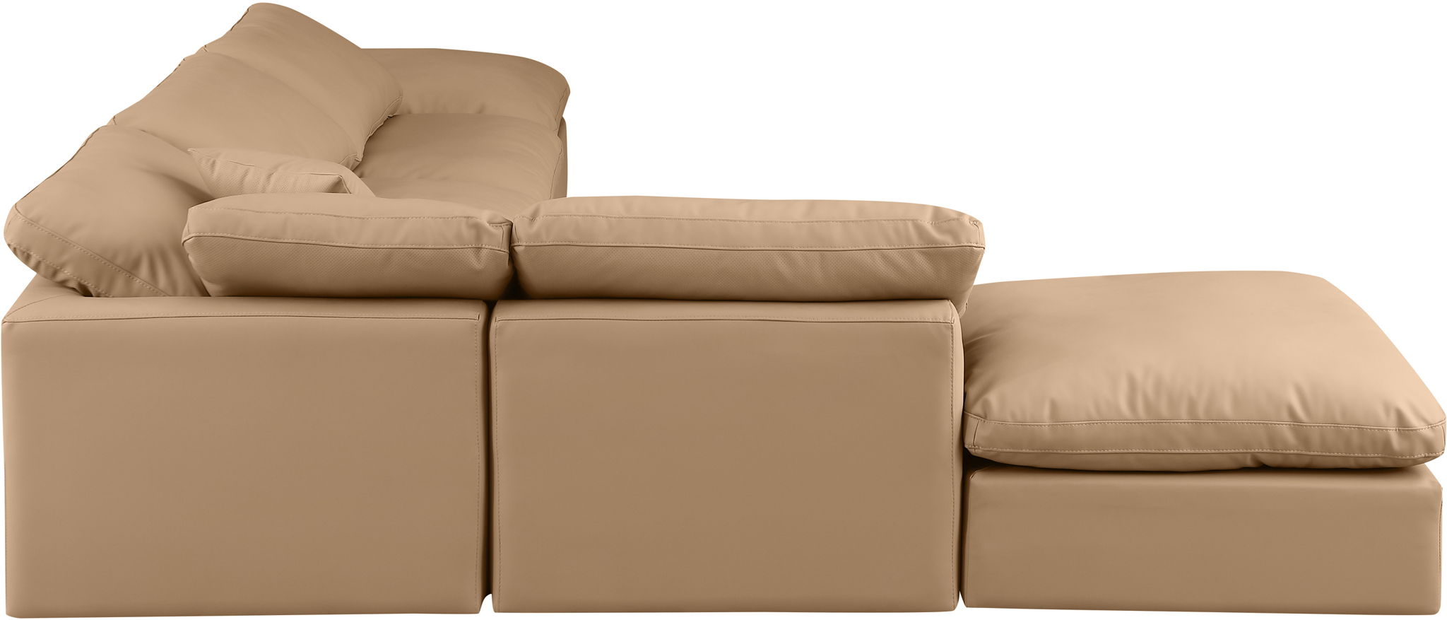 Indulge - Faux Leather 6 Piece Modular Armless Sectional - Tan