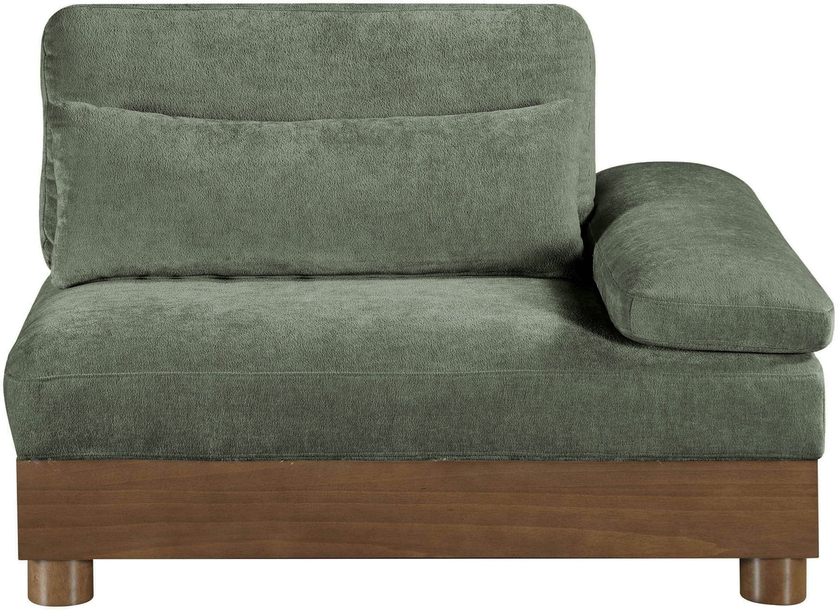 Turin - Chenille Fabric Upholstered Modular Arm Chair - Walnut Base