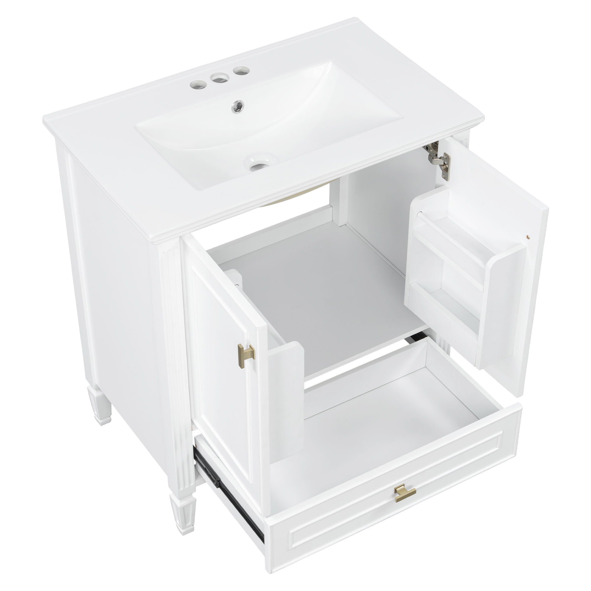 Freestanding Vanity With 1 Drawer & 2 Soft Close Doors With Door Mounted Storage