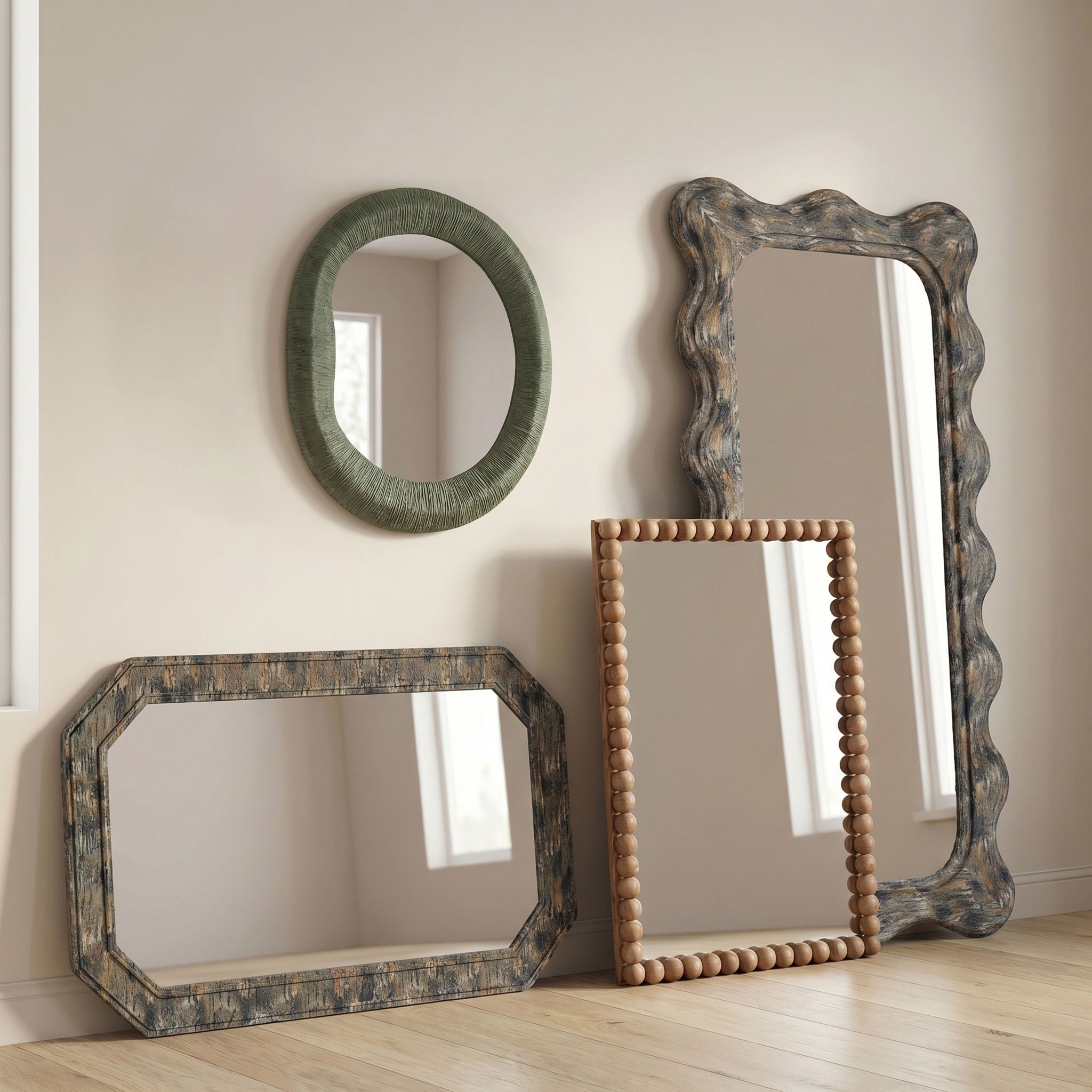 Charlene - 39" x 75" Squiggle Wall Mirror - Watercolor Print