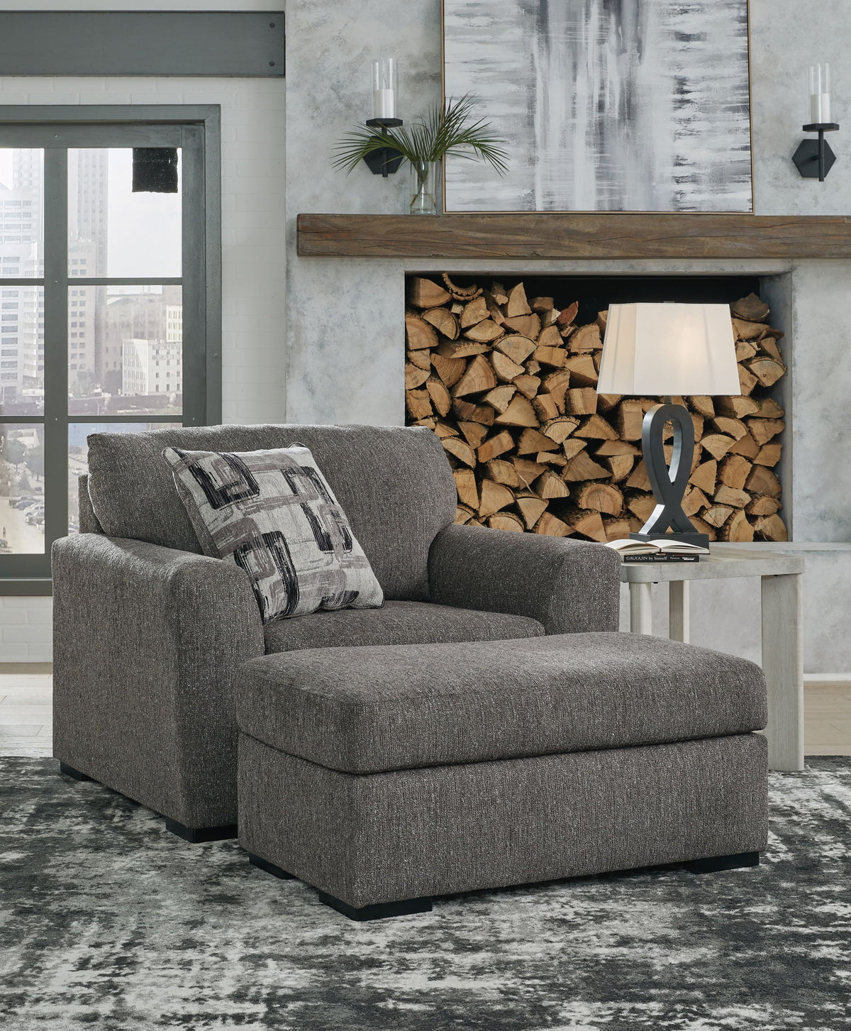 Gardiner - 2 Pc. - Chair And A Half, Ottoman - Pewter