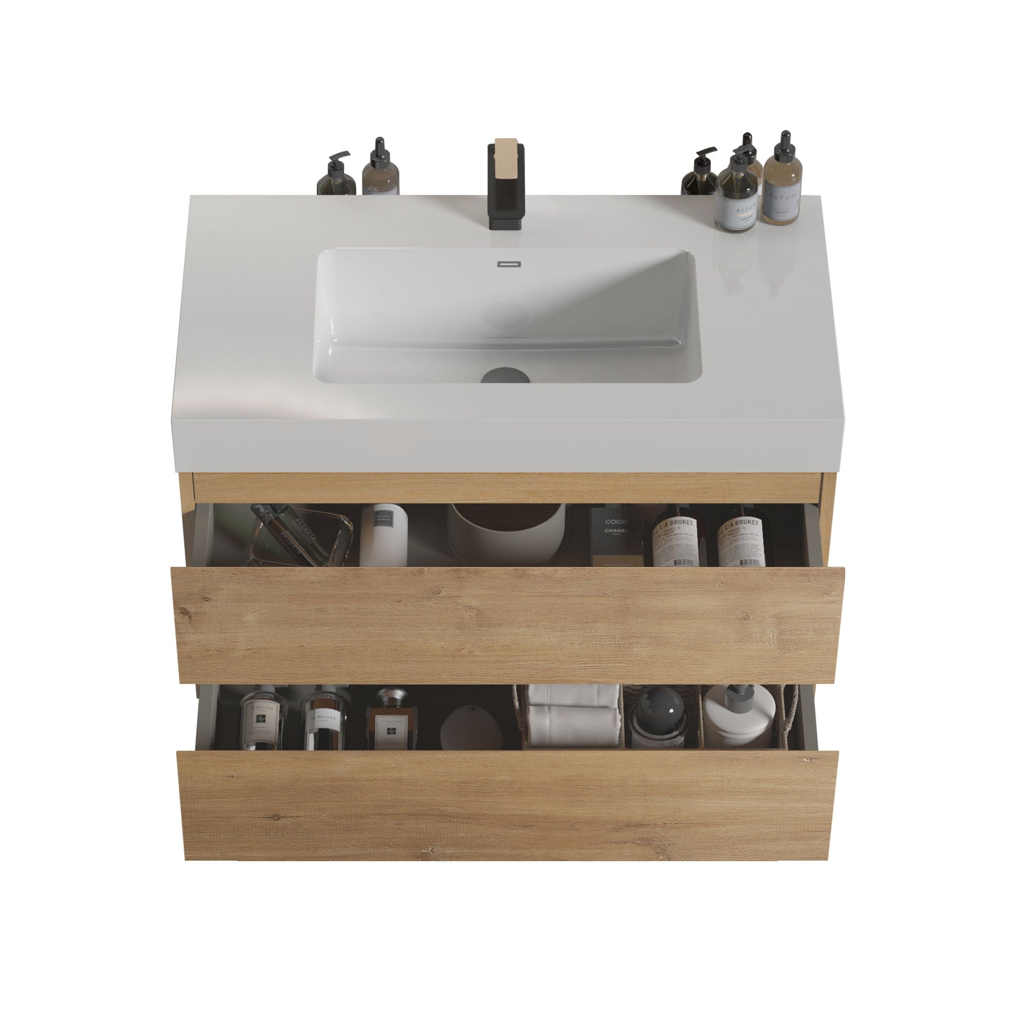 Alice - Bathroom Vanity With Sink, Large Storage, Wall Mounted, Floating
