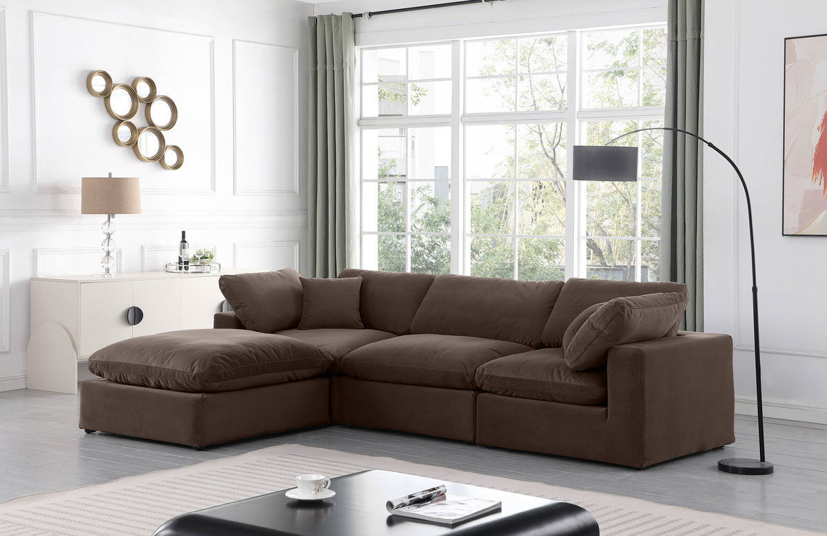 Comfy - 4 Piece Velvet Modular Sectional With Chaise