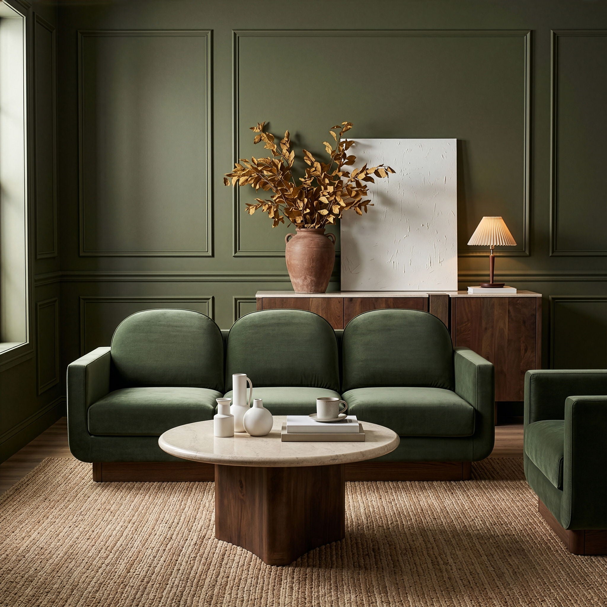 Diviento - Velvet Performance Fabric Upholstered Sofa
