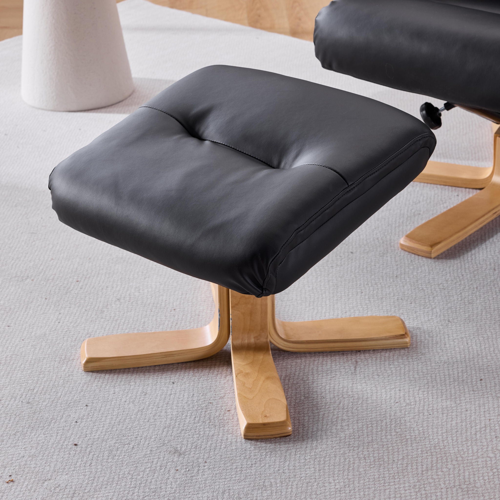 Massage Recliner With Ottoman, 360° Swivel, Heat & Vibration - Black Pu