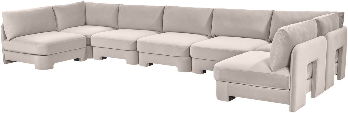 Hammond - Velvet Performance Fabric Upholstered 7 Piece U-Shaped Armless Sectional