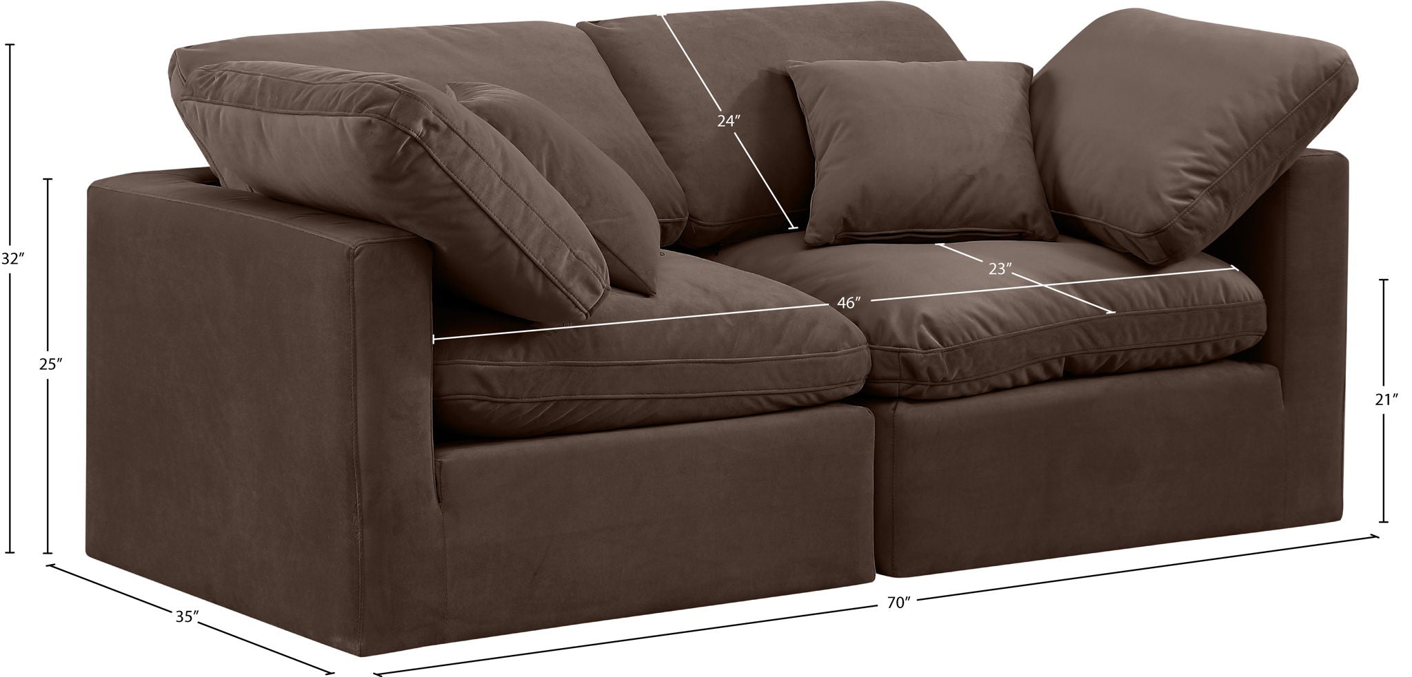 Indulge - Velvet 2 Seat Modular Sofa