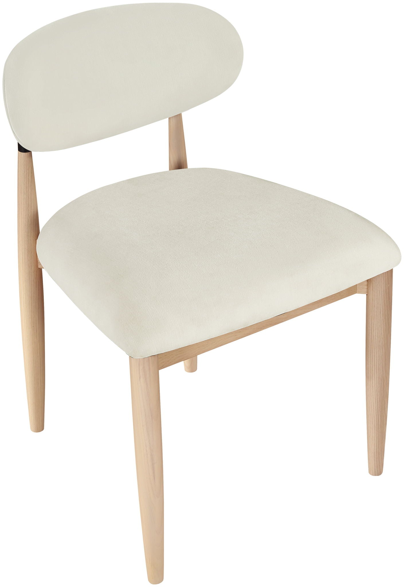 Riccio - Performance Fabric Upholstered Dining Side Chair (Set of 2) With Light Brown Legs - Cream