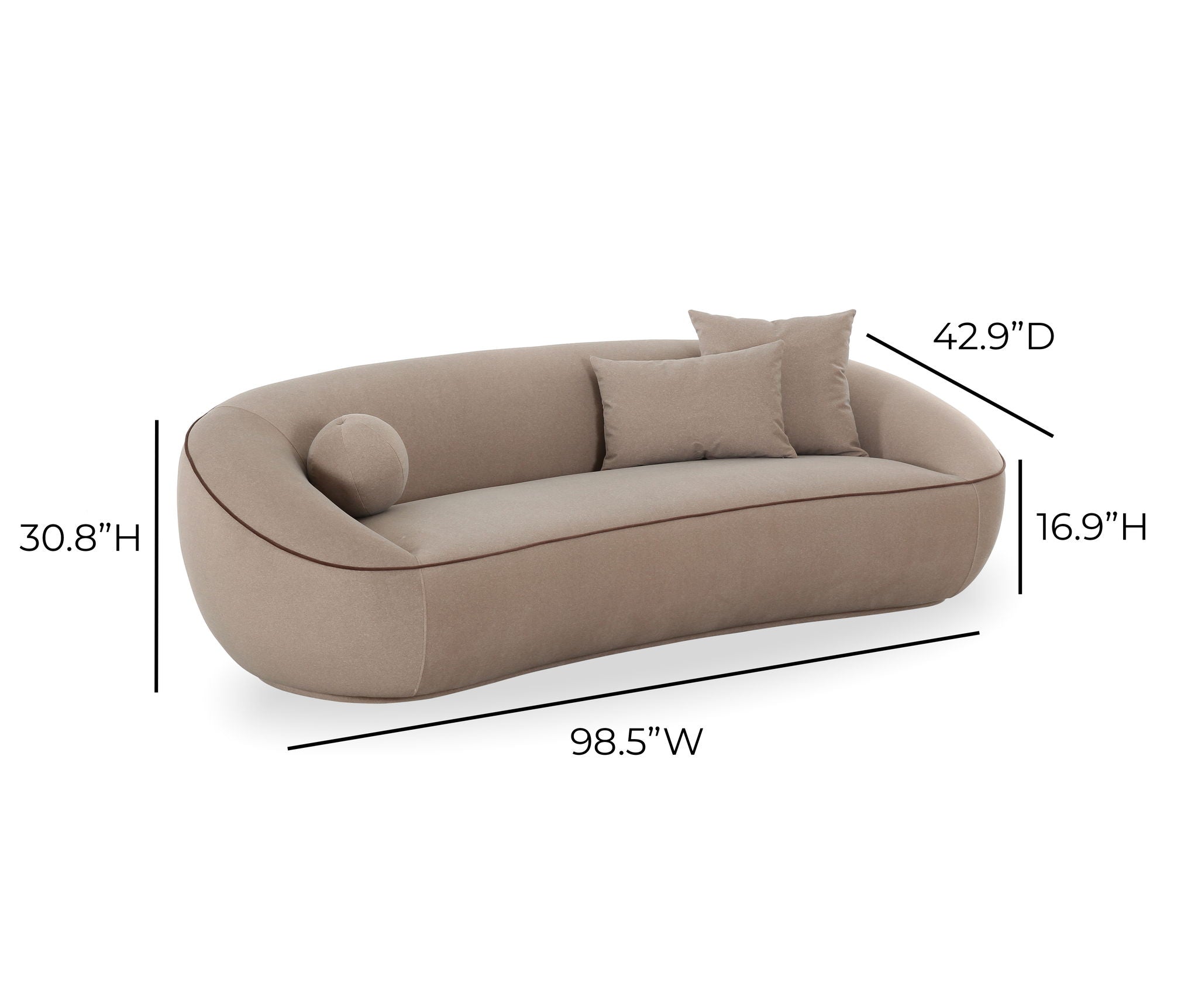 Jenny - Faux Mohair Sofa - Taupe