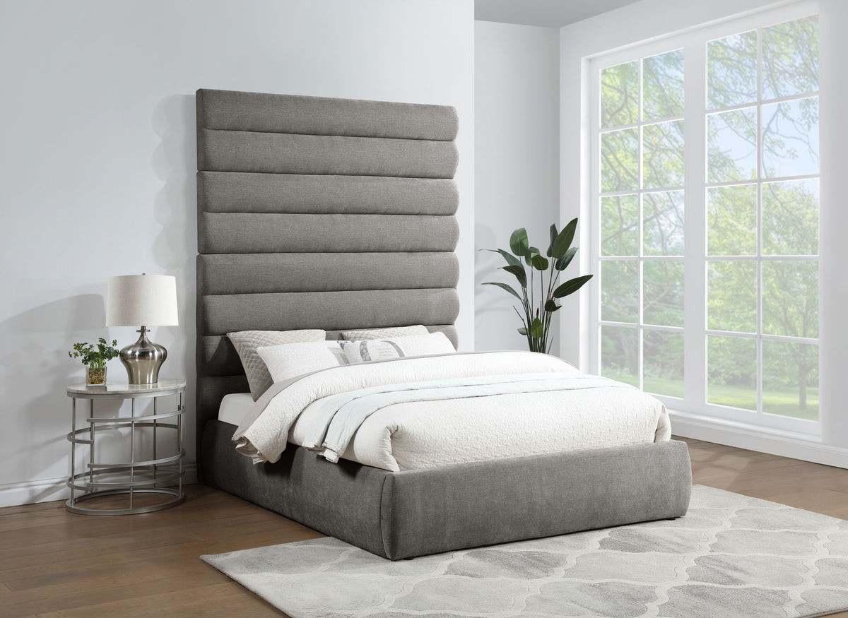 Adam - Chenille Fabric Bed With 89" Headboard