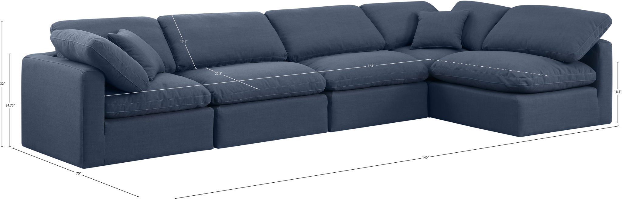 Indulge - Linen 5 Piece Modular Sectional