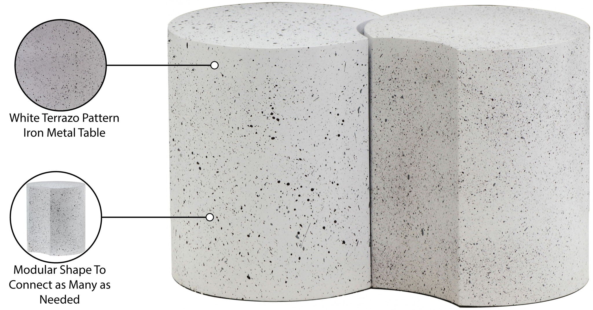 Dimple - 2 Piece Modular End Table - Terazzo Finish