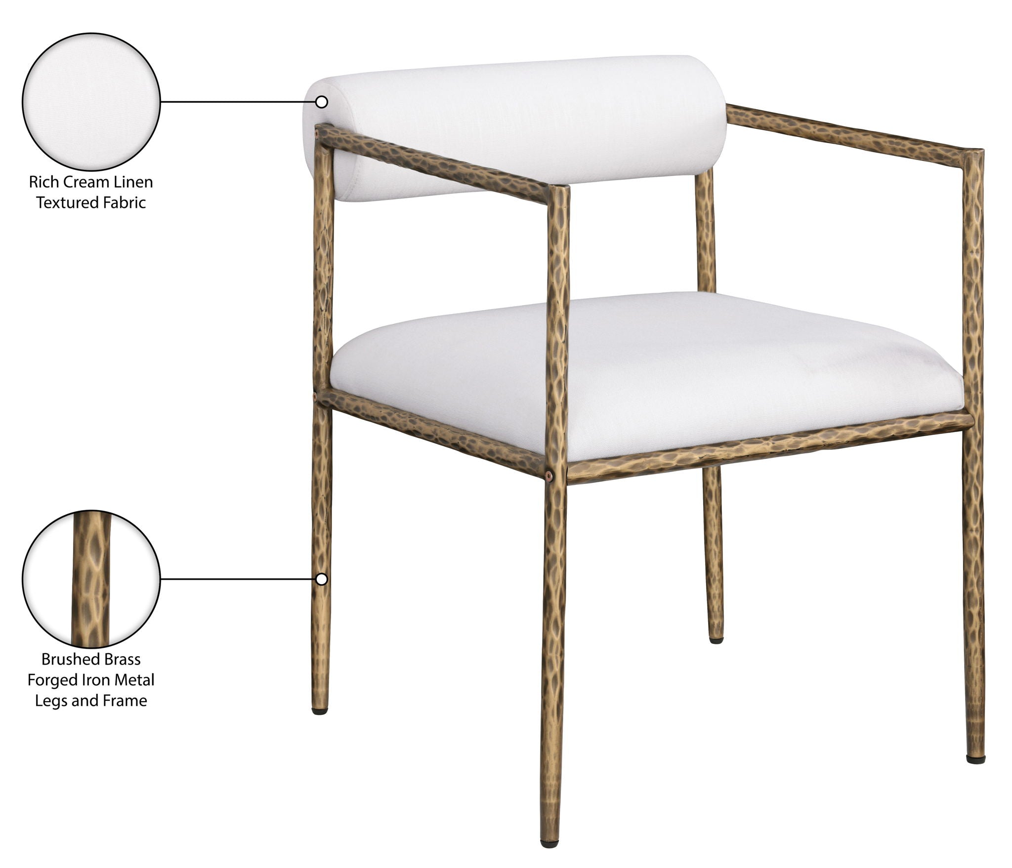 Axis - Linen Textured Cream Fabric Upholstered Dining Chair (Set of 2)