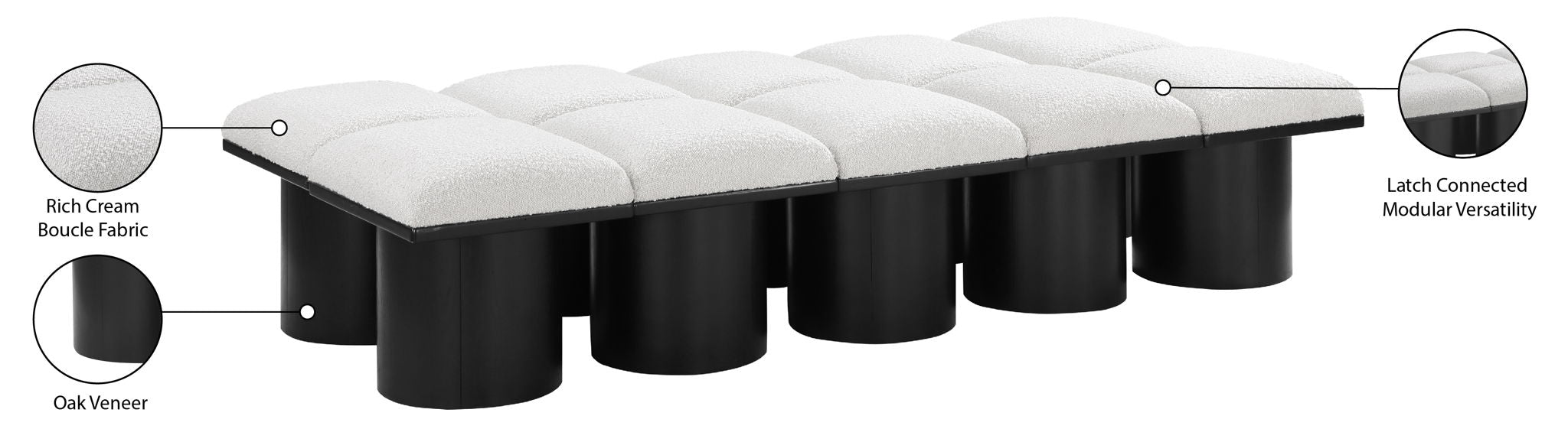 Pavilion - 10 Piece Modular Bench With Black Base