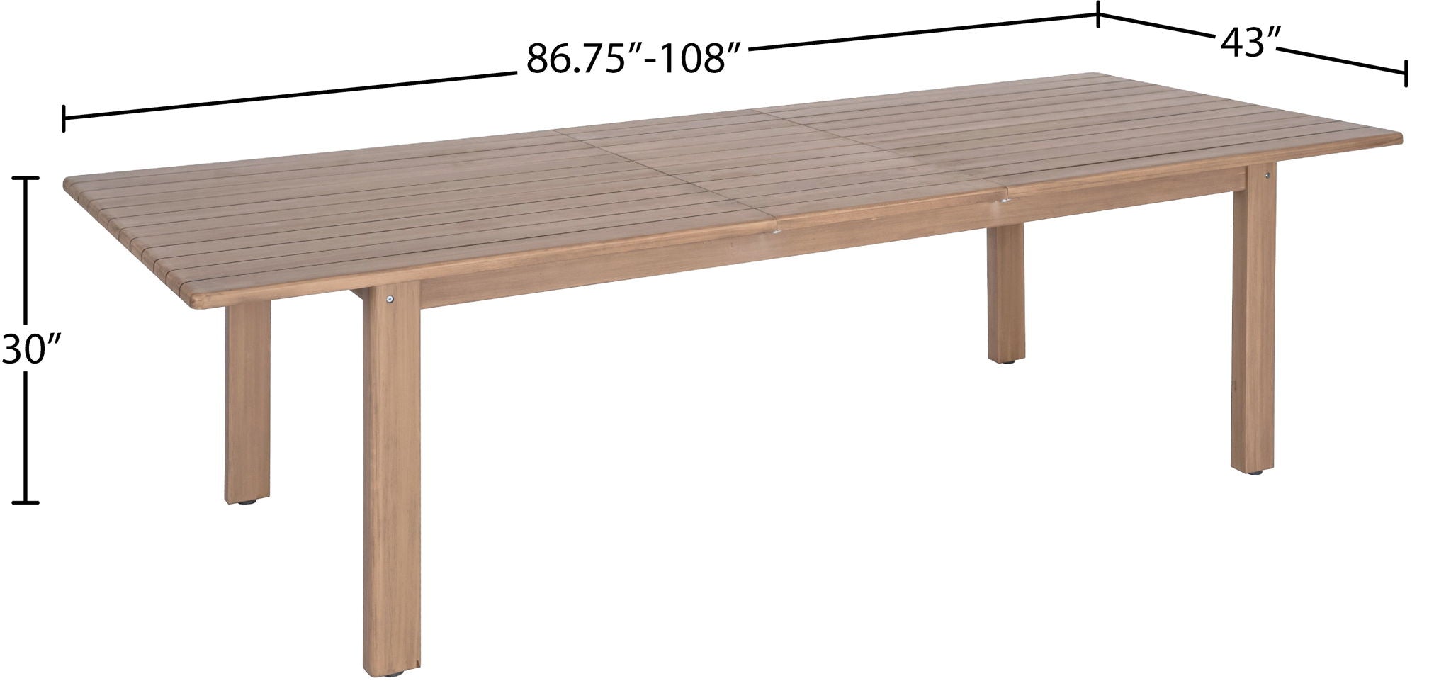 Newport - Acacia Wood 86.75" / 108" Outdoor Patio Dining Table - Natural