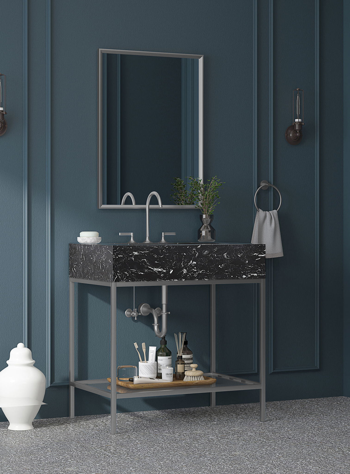 Marmo - Engineered Marble Bathroom Vanity With Chrome Base