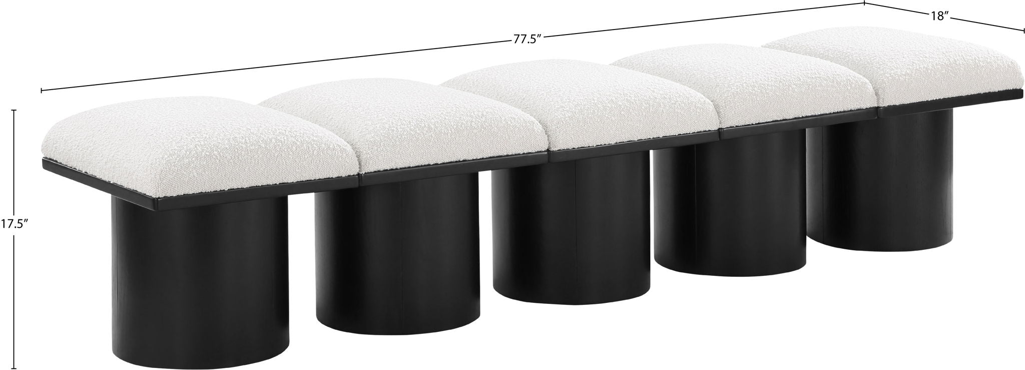 Pavilion - 5 Piece Modular Bench With Black Base