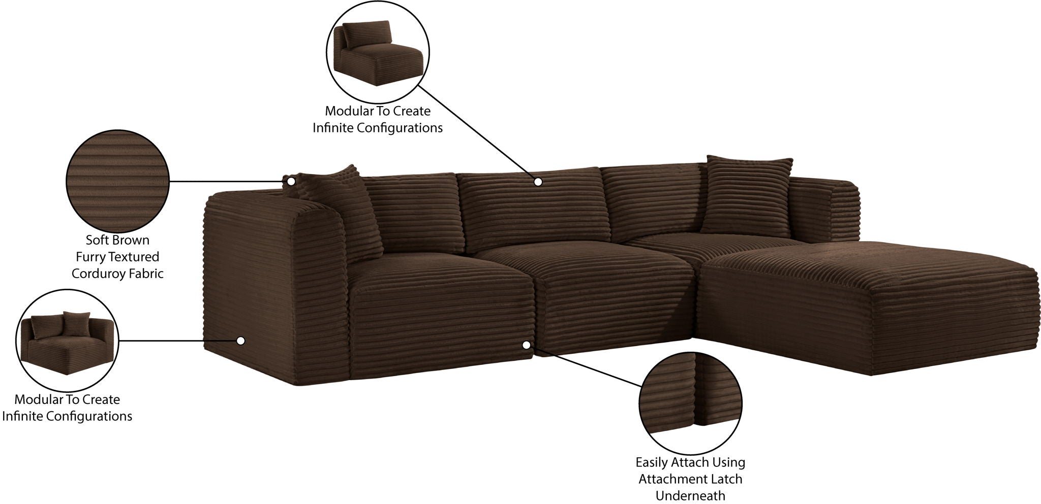 Shaggy - 4 Piece Modular Sectional