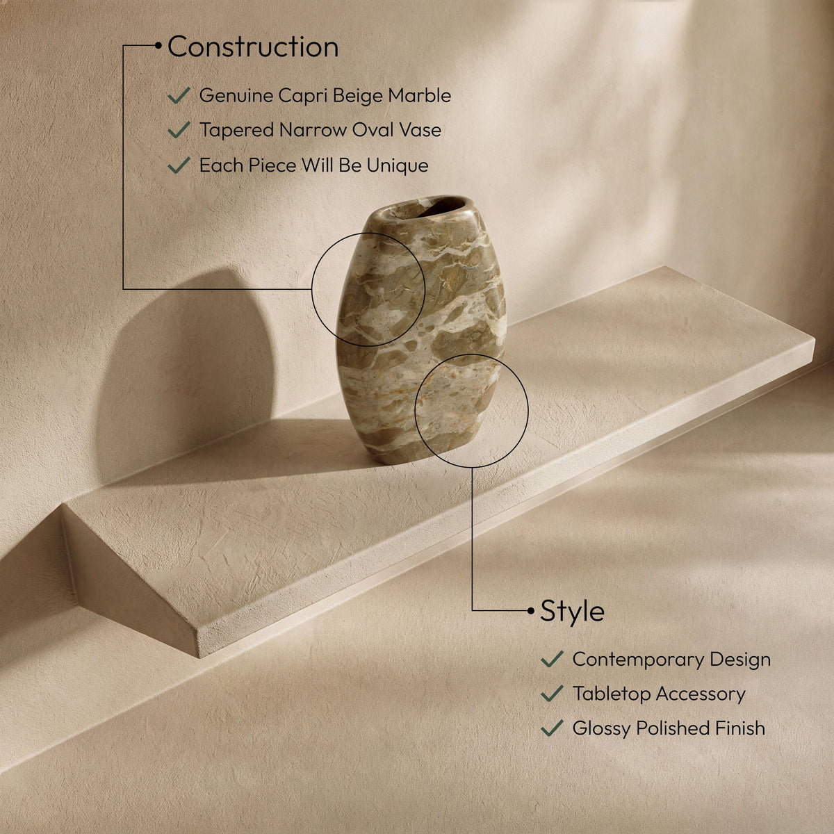 Sadie - Genuine Marble Vase