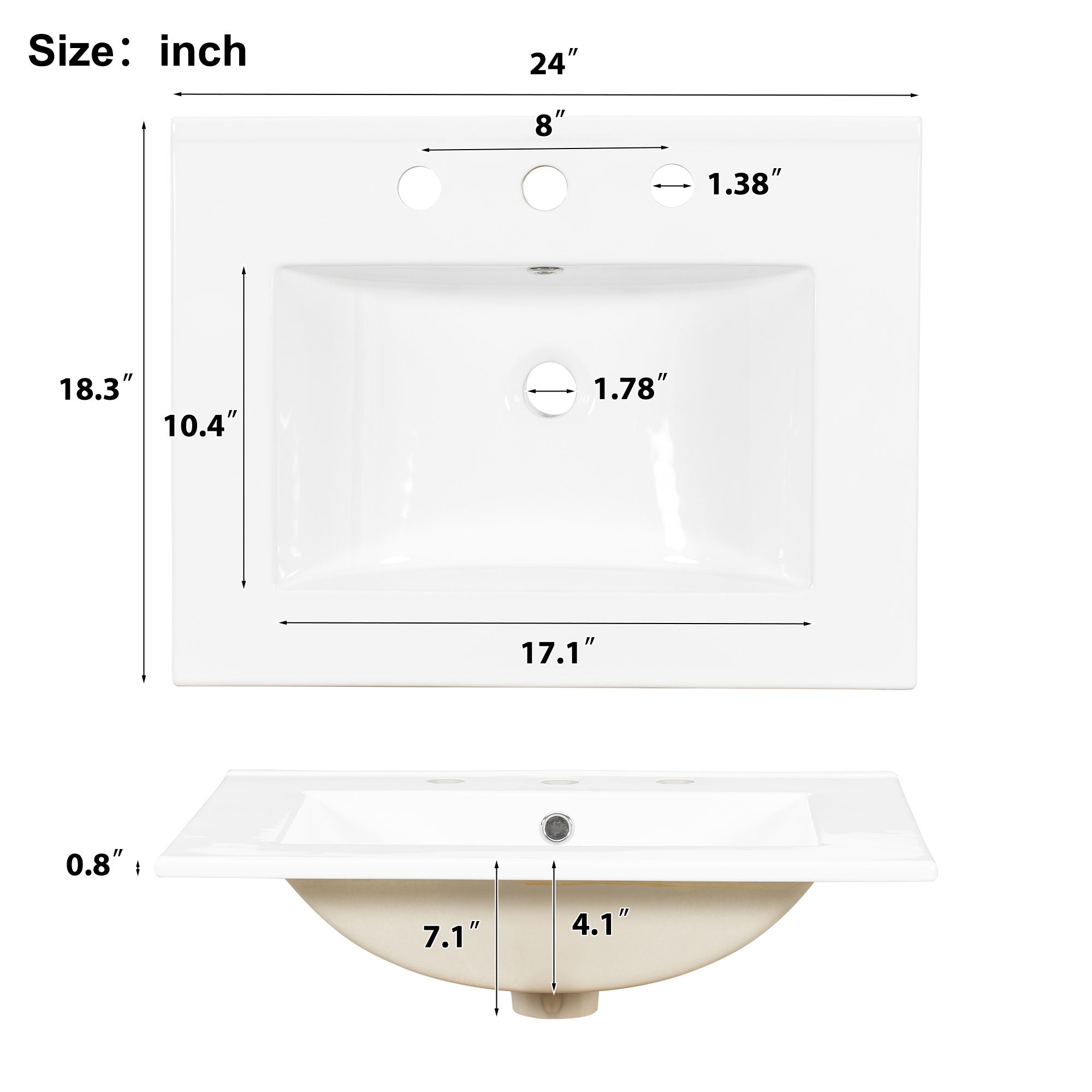Bathroom Vanity With Sink, Soft-Close Doors, Double-Layer Shelf And 3 Drawers