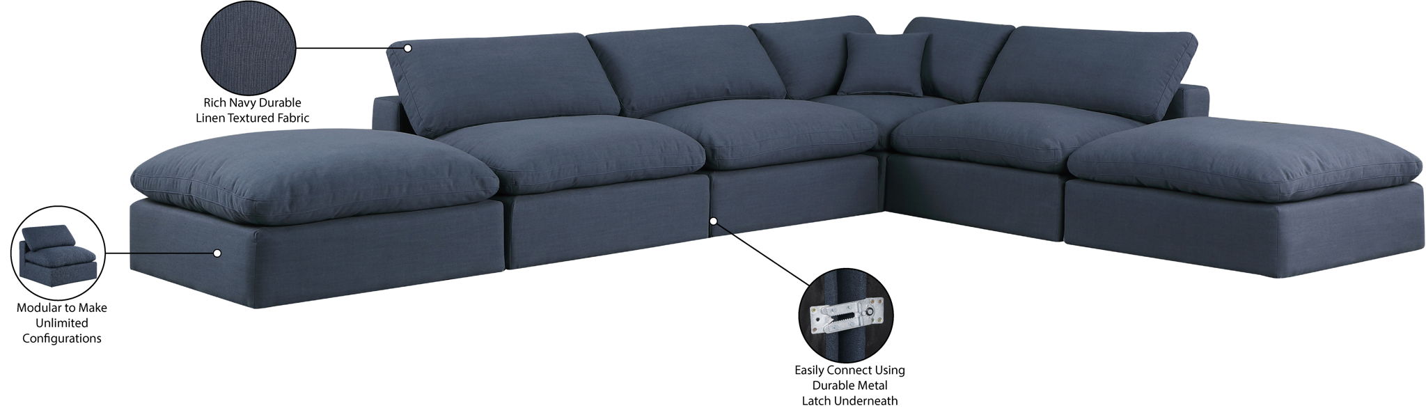 Comfy - 6 Piece Linen Modular Sectional