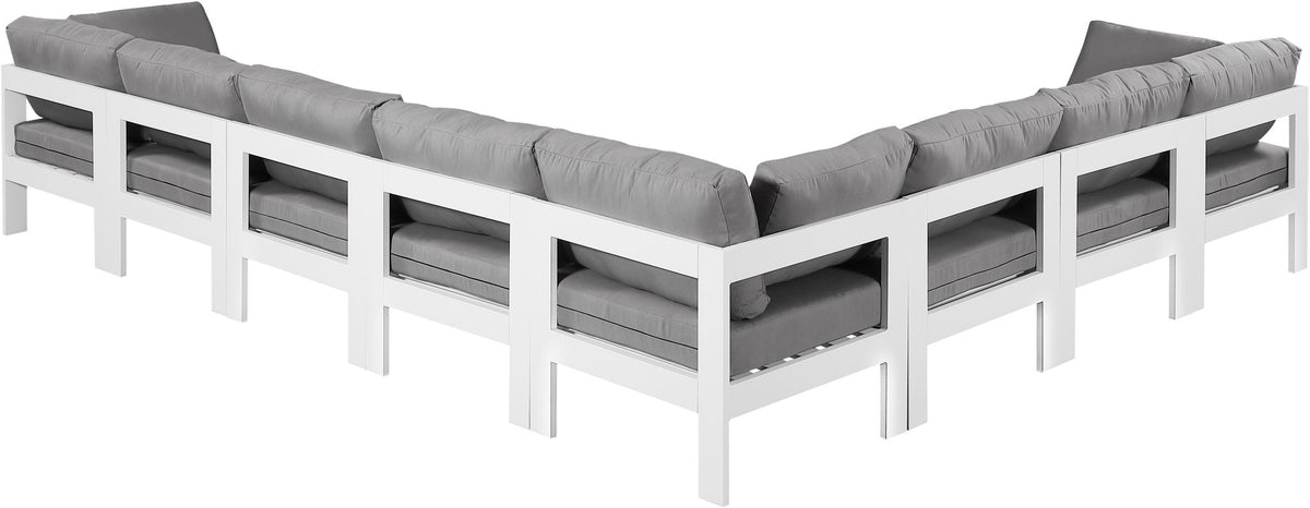 Nizuc - Outdoor Patio 8 Piece Modular Sectional With White Frame