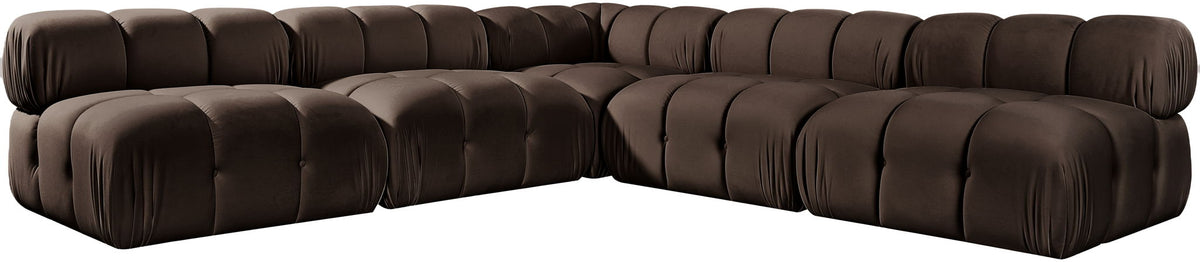 Orin - Velvet Fabric 5 Piece Modular Sectional