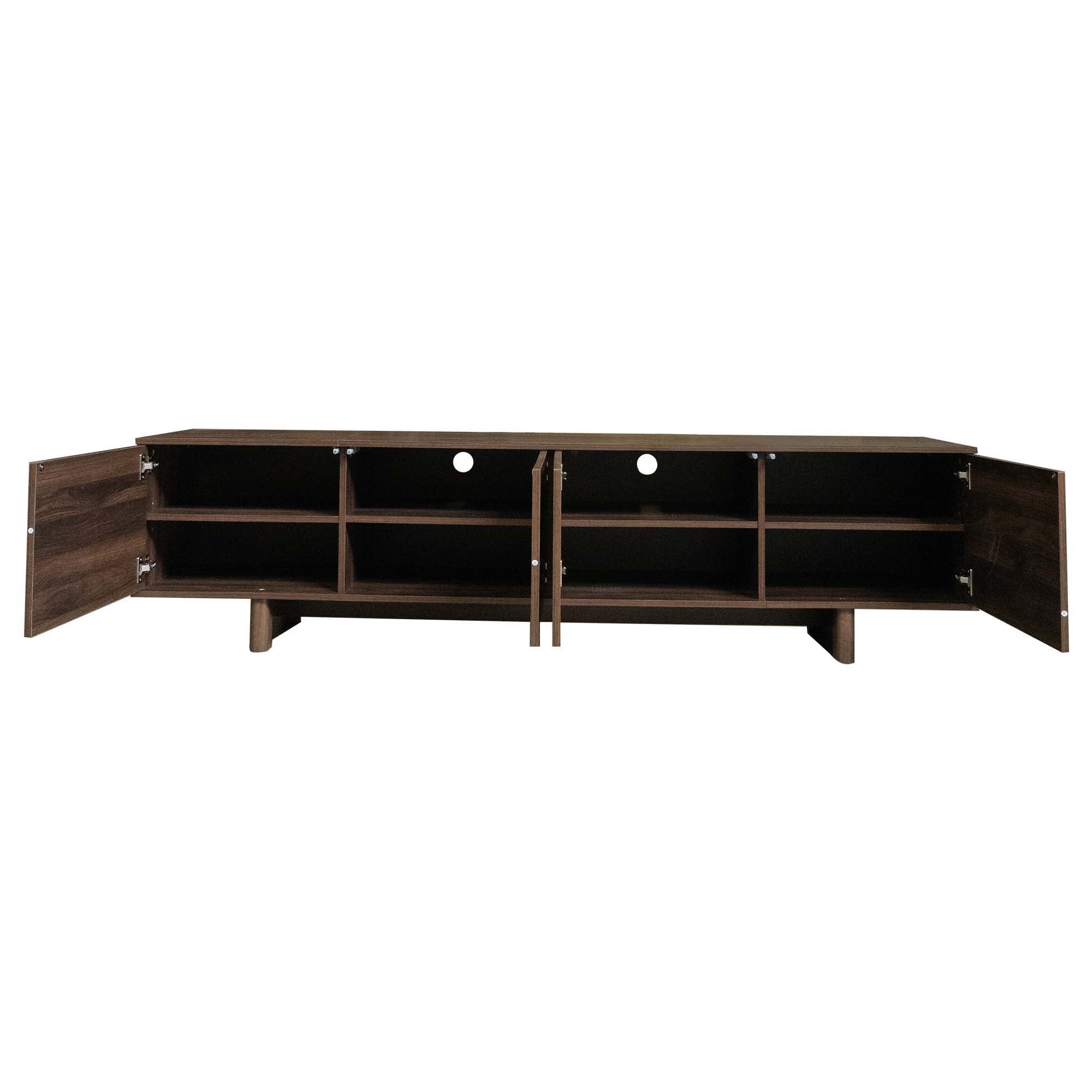TV Stand For TVs Up To 85", Entertainment Center, Cable Management, Push Openers, Soft Closing Hinges & Adjustable Shelves - Dark Brown