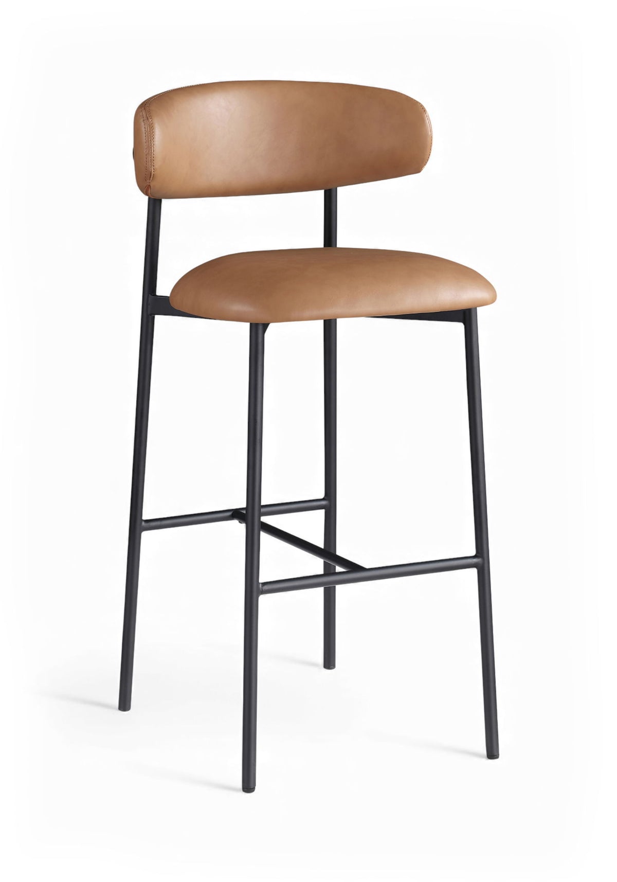 Lupita - Vegan Leather Upholstered Bar Stool With Matte Black Frame (Set of 2)