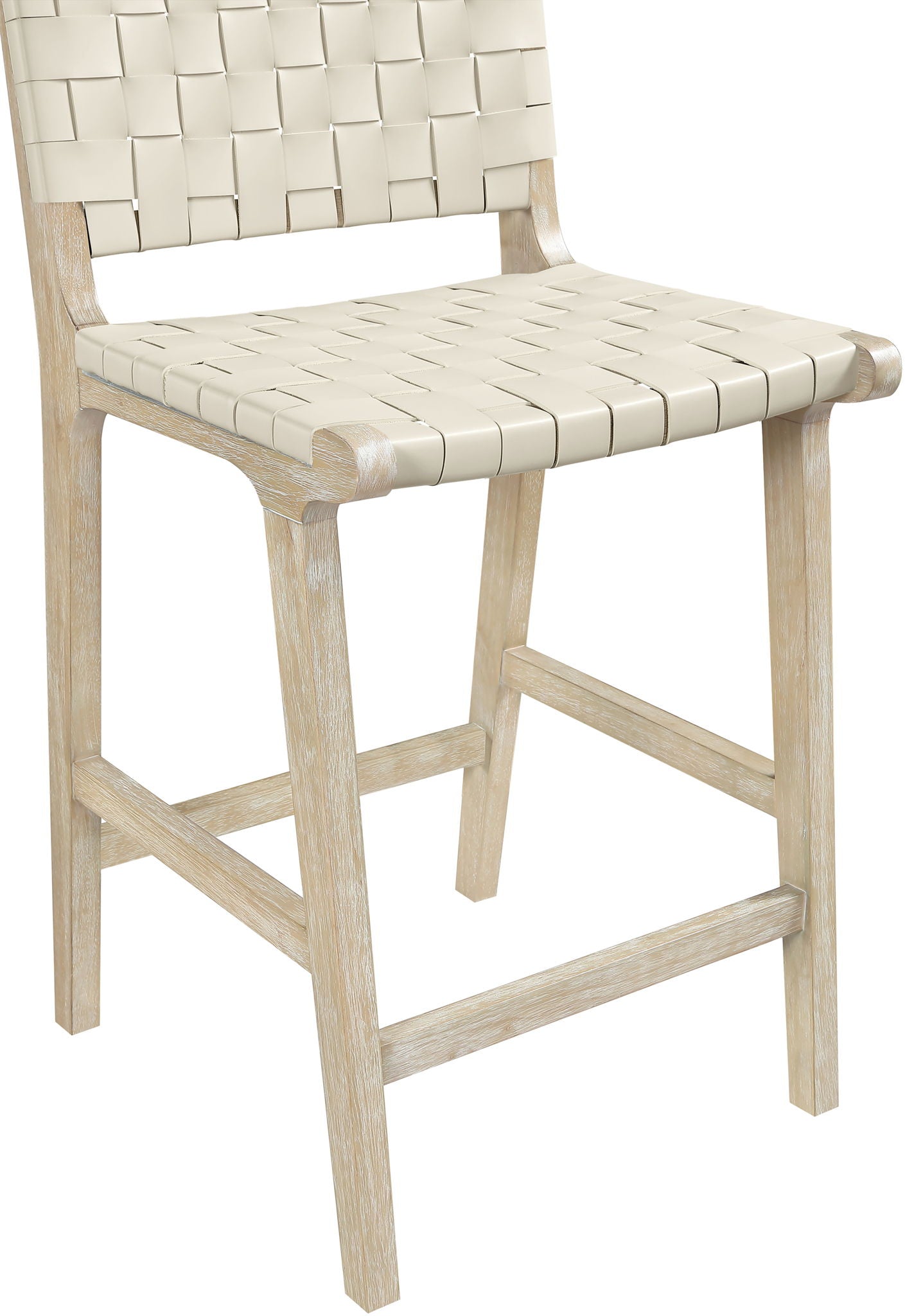 Entwine - Vegan Leather Upholstered Counter Stool - Painted Natural