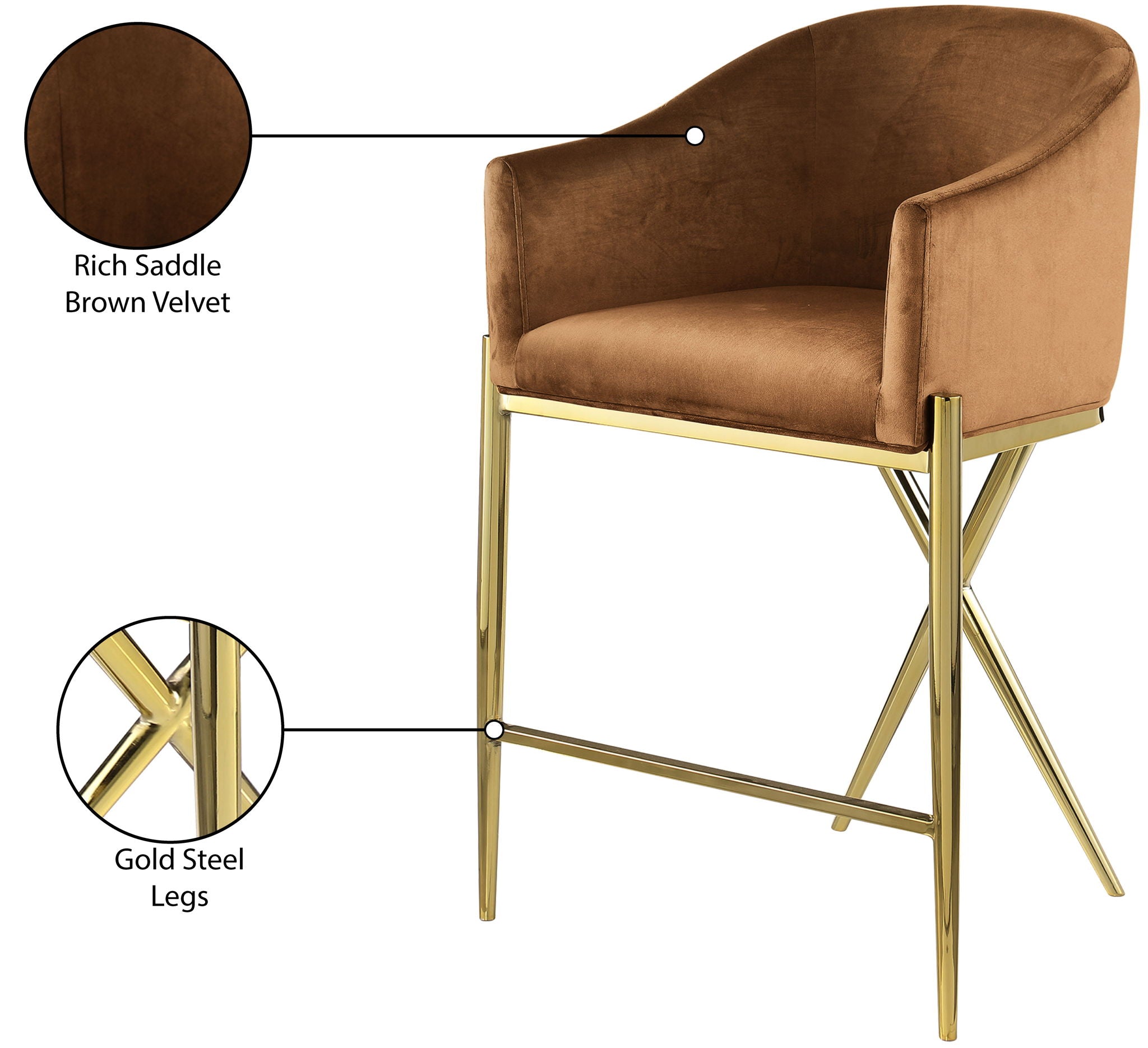 Xavier - Counter Stool with Gold Legs