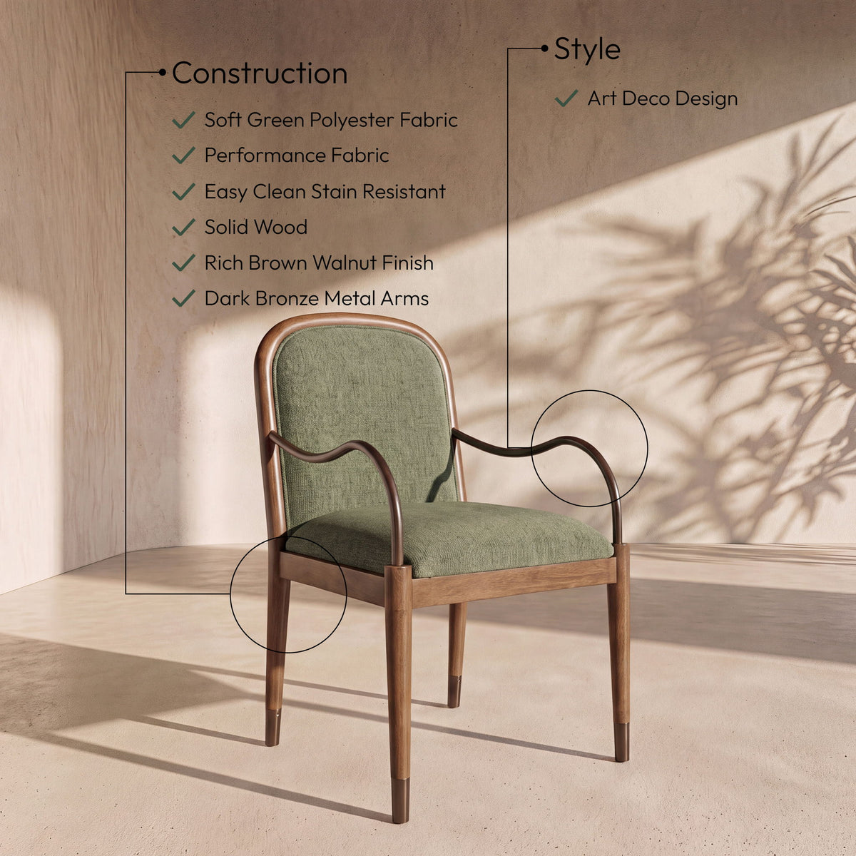 Cambria - Fabric Upholstered Dining Arm Chair