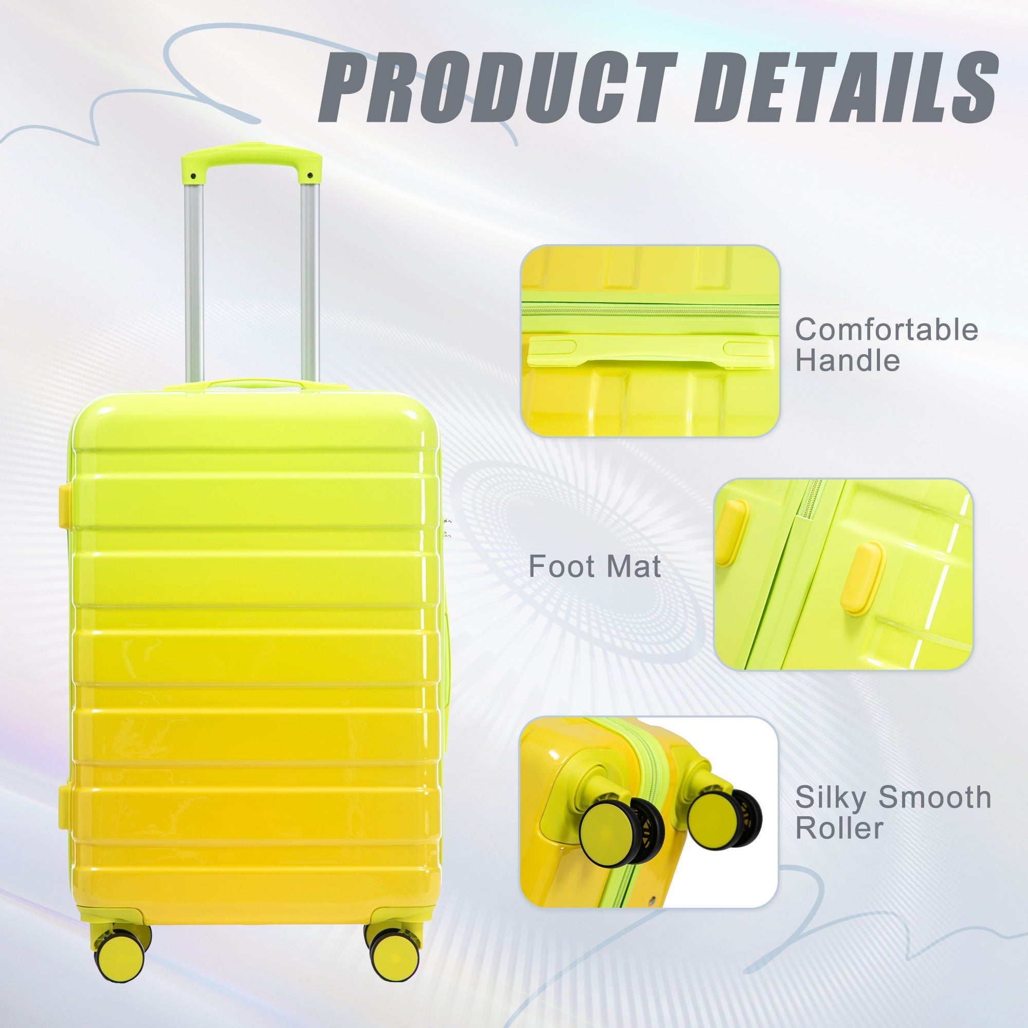 Luggage Set 20" /24" /28" With Combination Lock And Silent Wheels