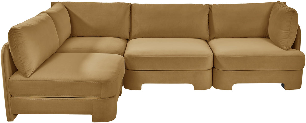 Hammond - Velvet Performance Fabric Upholstered 4 Piece Armless Sectional