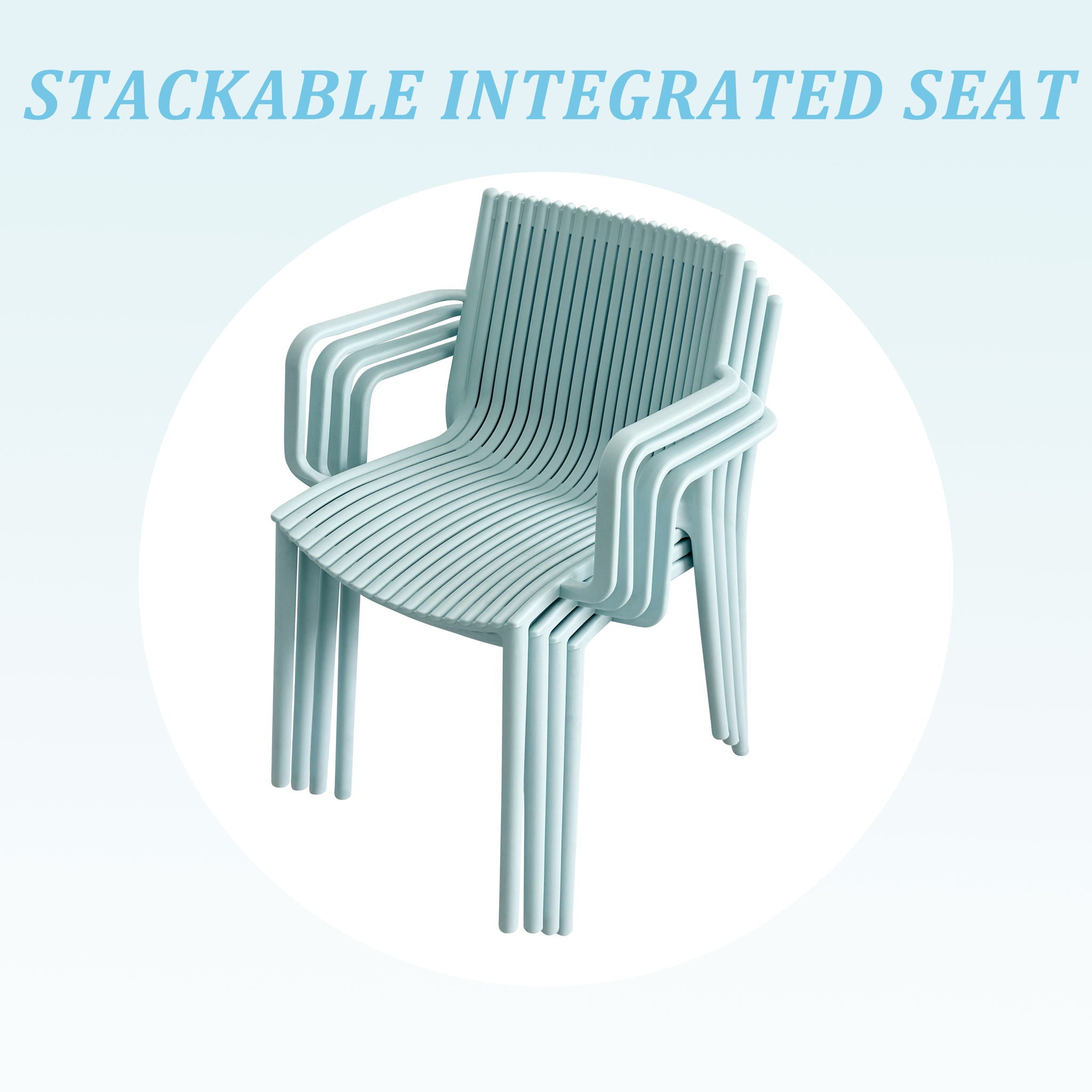 4 Modern Stackable Armchair Matched With Long Table