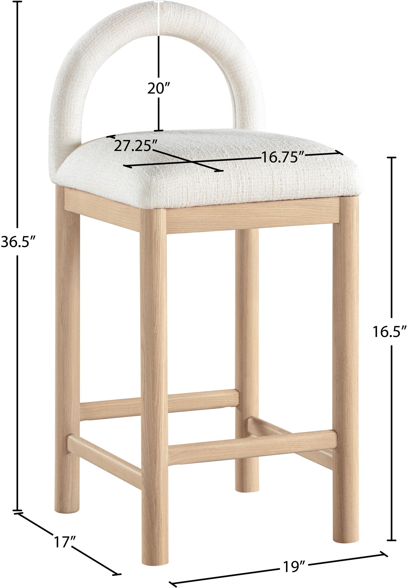 Conrad - Linen Counter Stool With Natural Legs