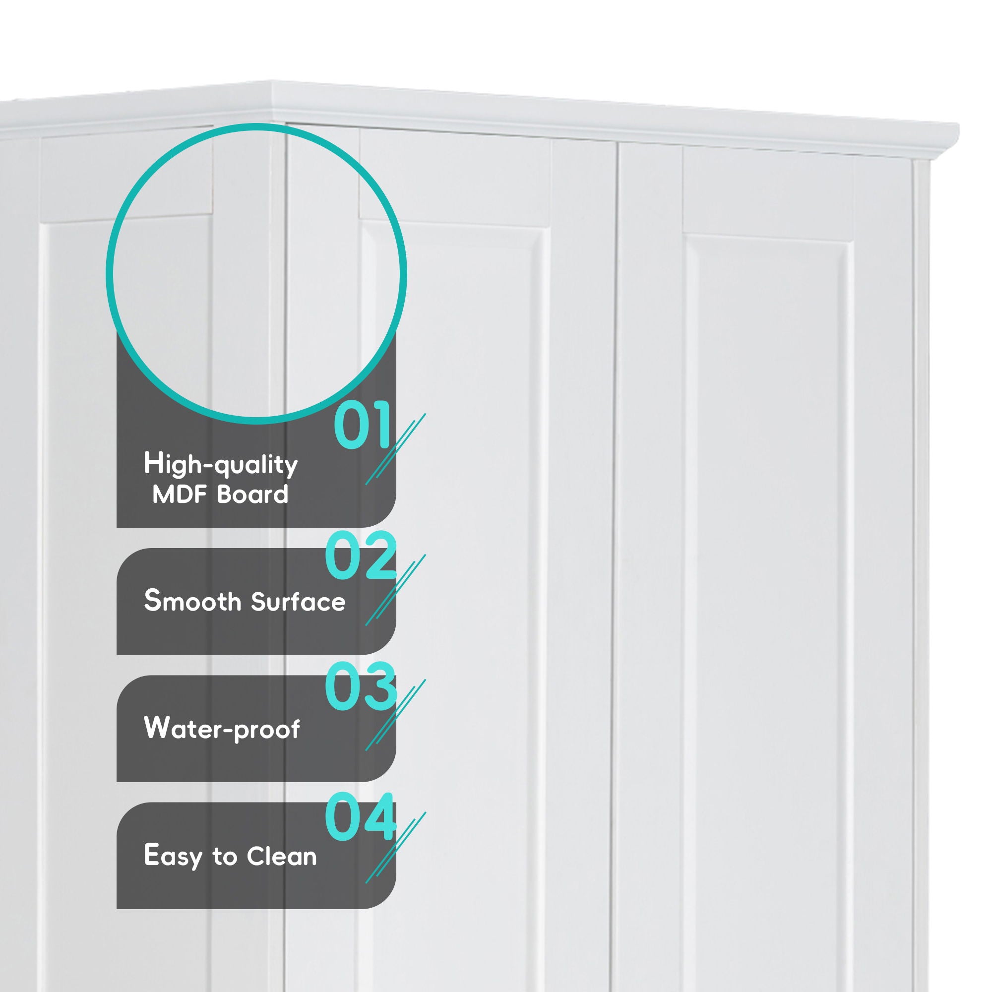 Storage Cabinet With Adjustable Shelves, 2 Doors, Rectangle Design For Bathroom