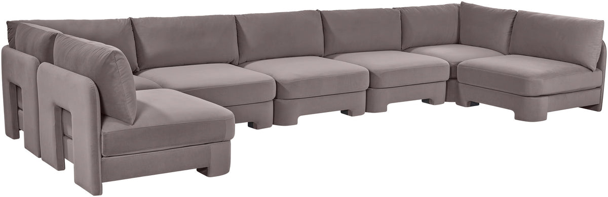 Hammond - Velvet Performance Fabric Upholstered 7 Piece U-Shaped Armless Sectional