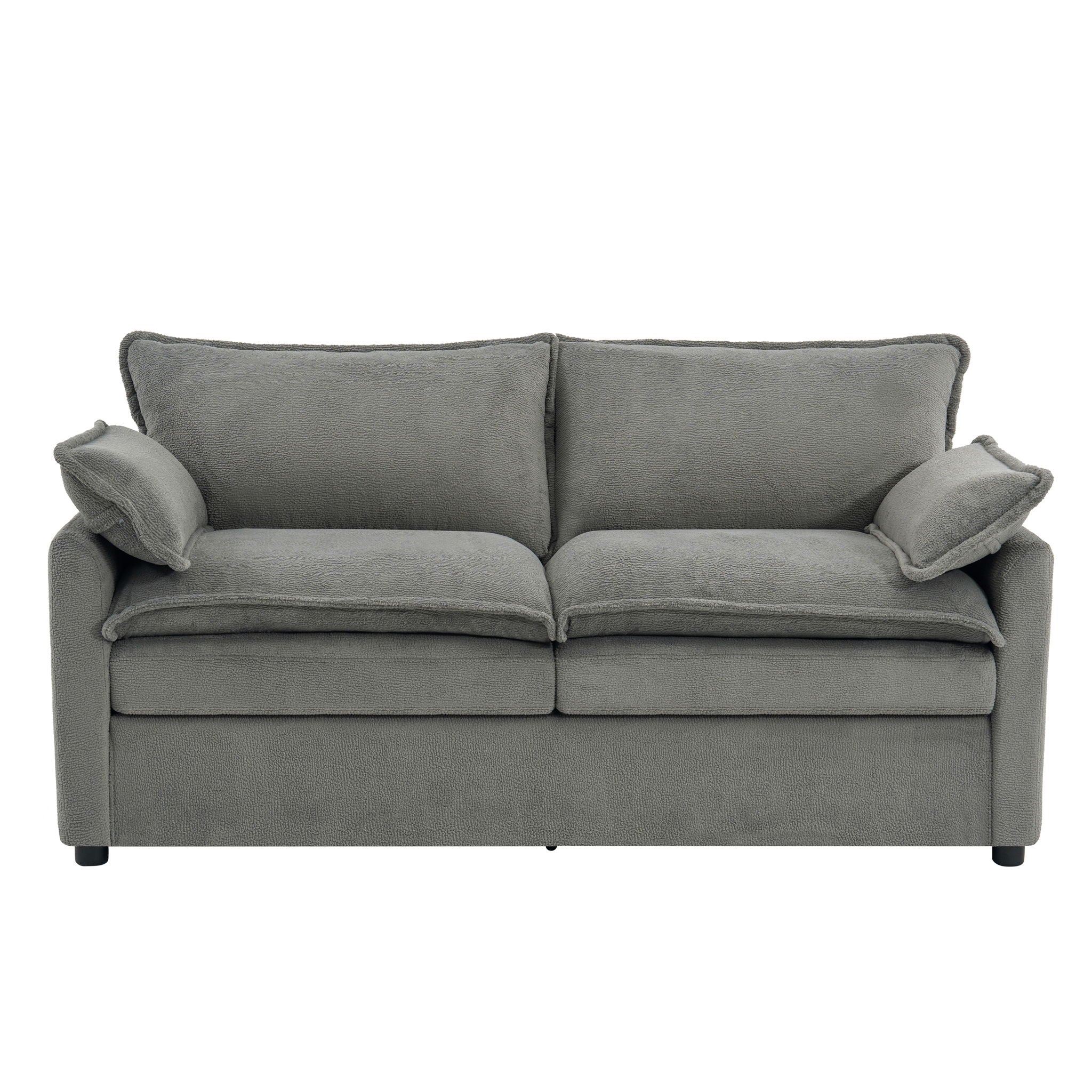 Modern Loveseat Sofa, Upholstered Couch With Side Storage Pockets