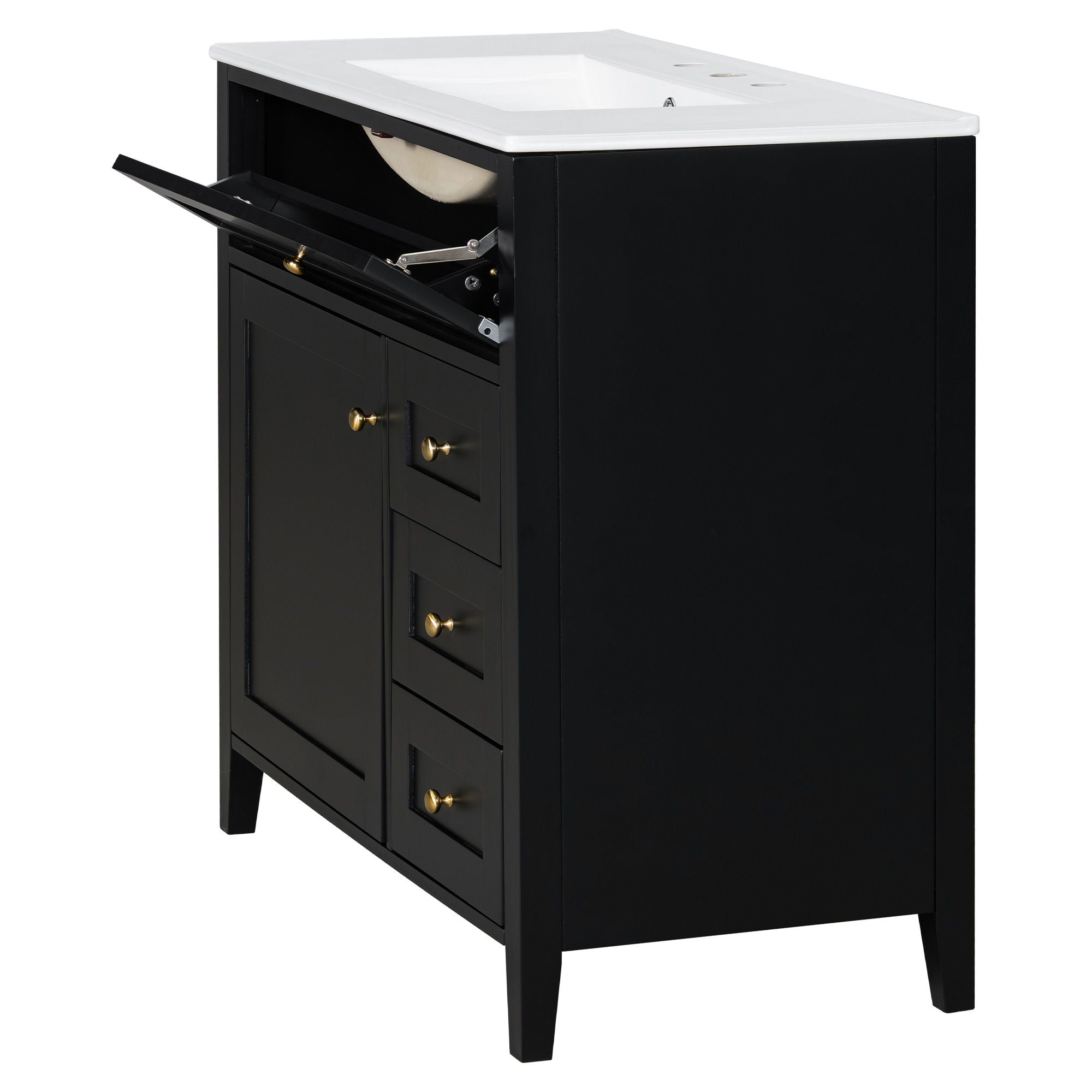 Bathroom Vanity With Sink, Cabinet With 3 Drawers And Adjustable Shelf