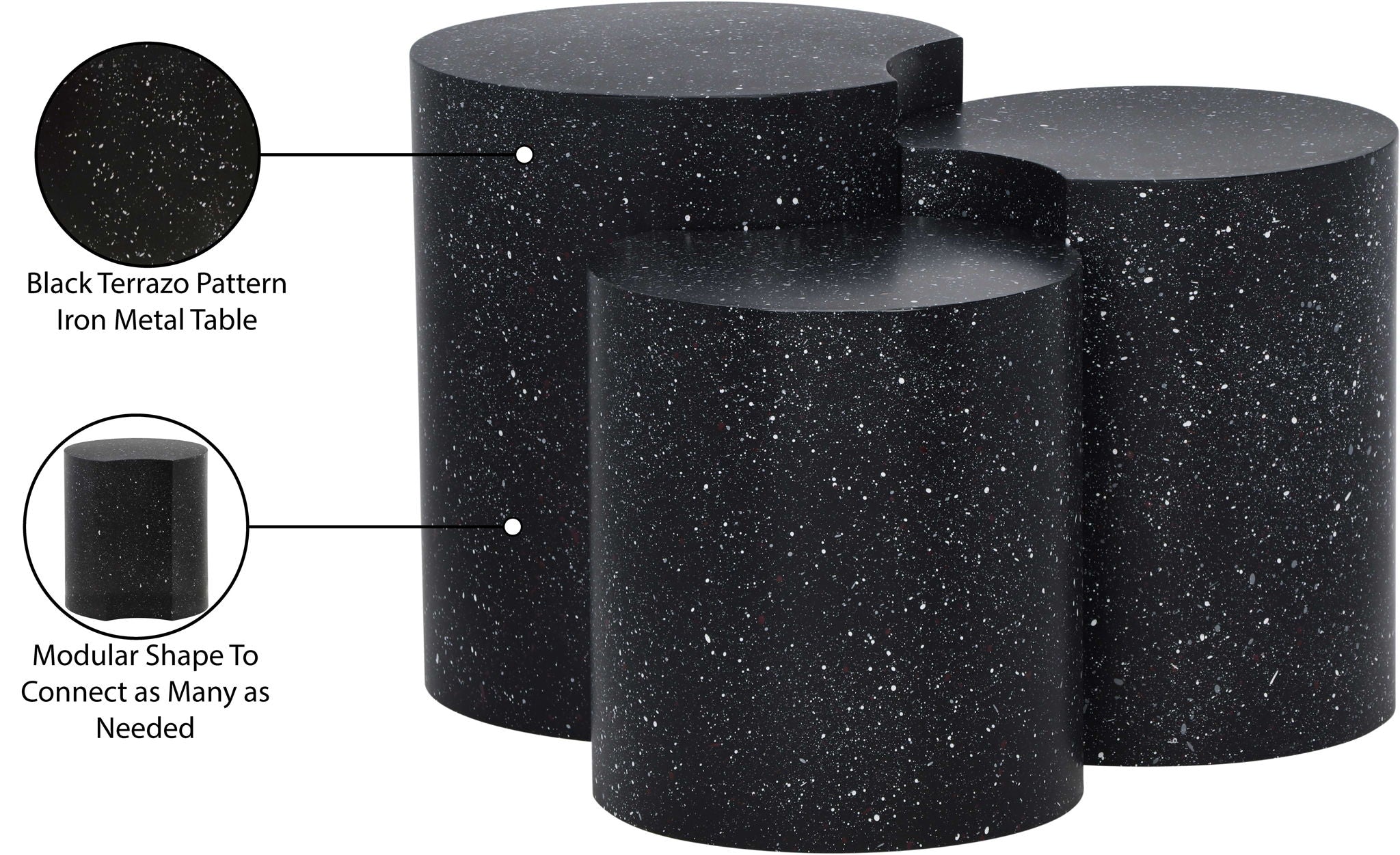Dimple - 20" 3 Piece Modular End Table - Terazzo Finish
