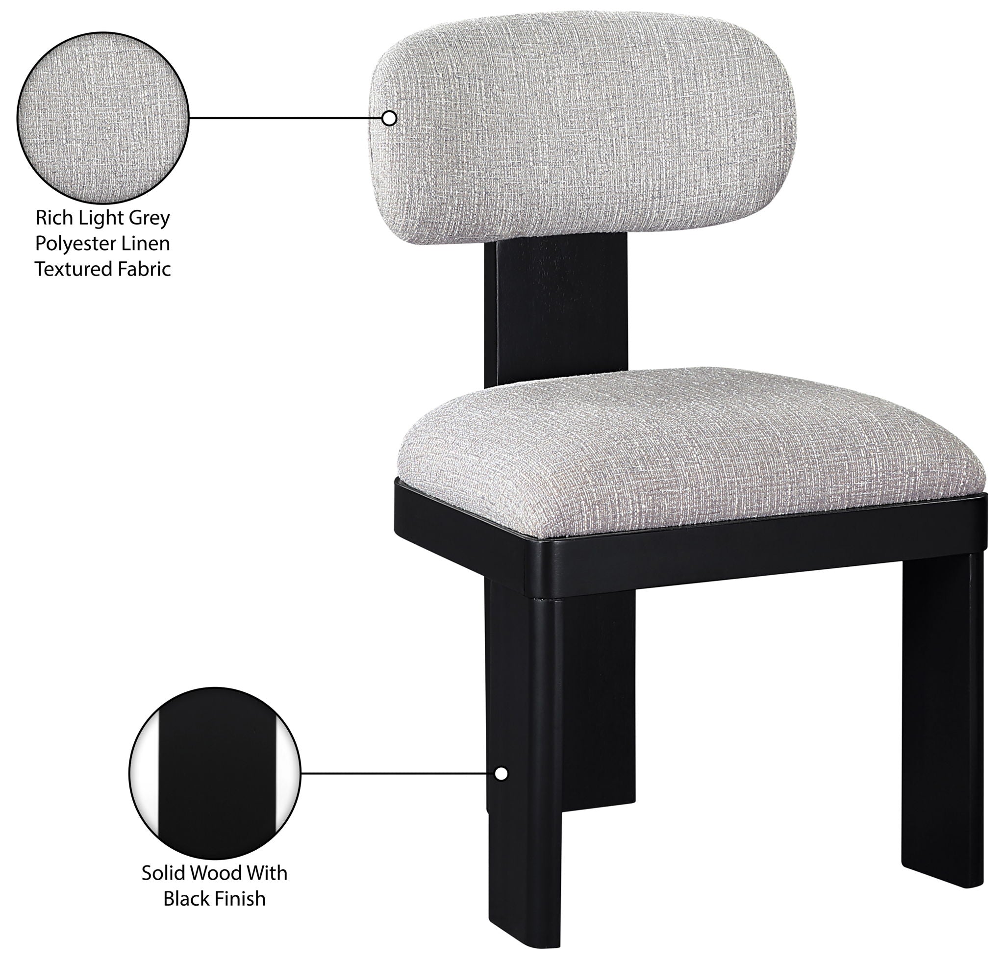Timbra - Linen Textured Fabric Upholstered Dining Chair (Set of 2) - Black Base