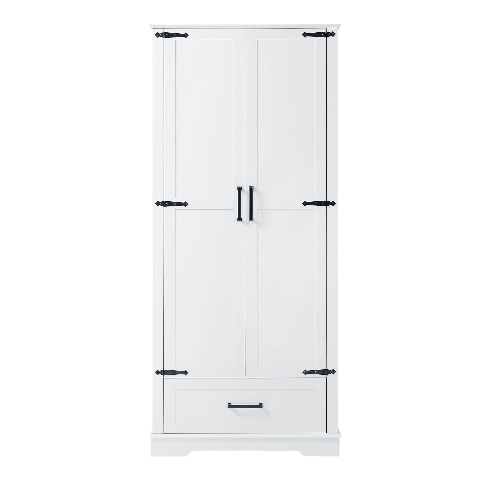 Tall Bathroom Storage Cabinet With 2 Doors And 2 Drawer, Adjustable Shelf - White