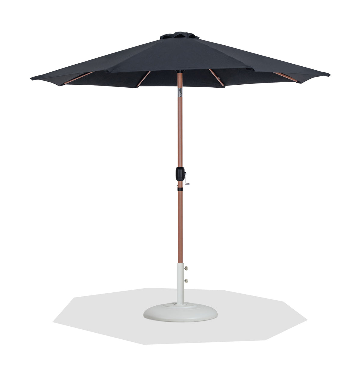 Fiji - Aluminum Patio Umbrella With Round White And Teak Base