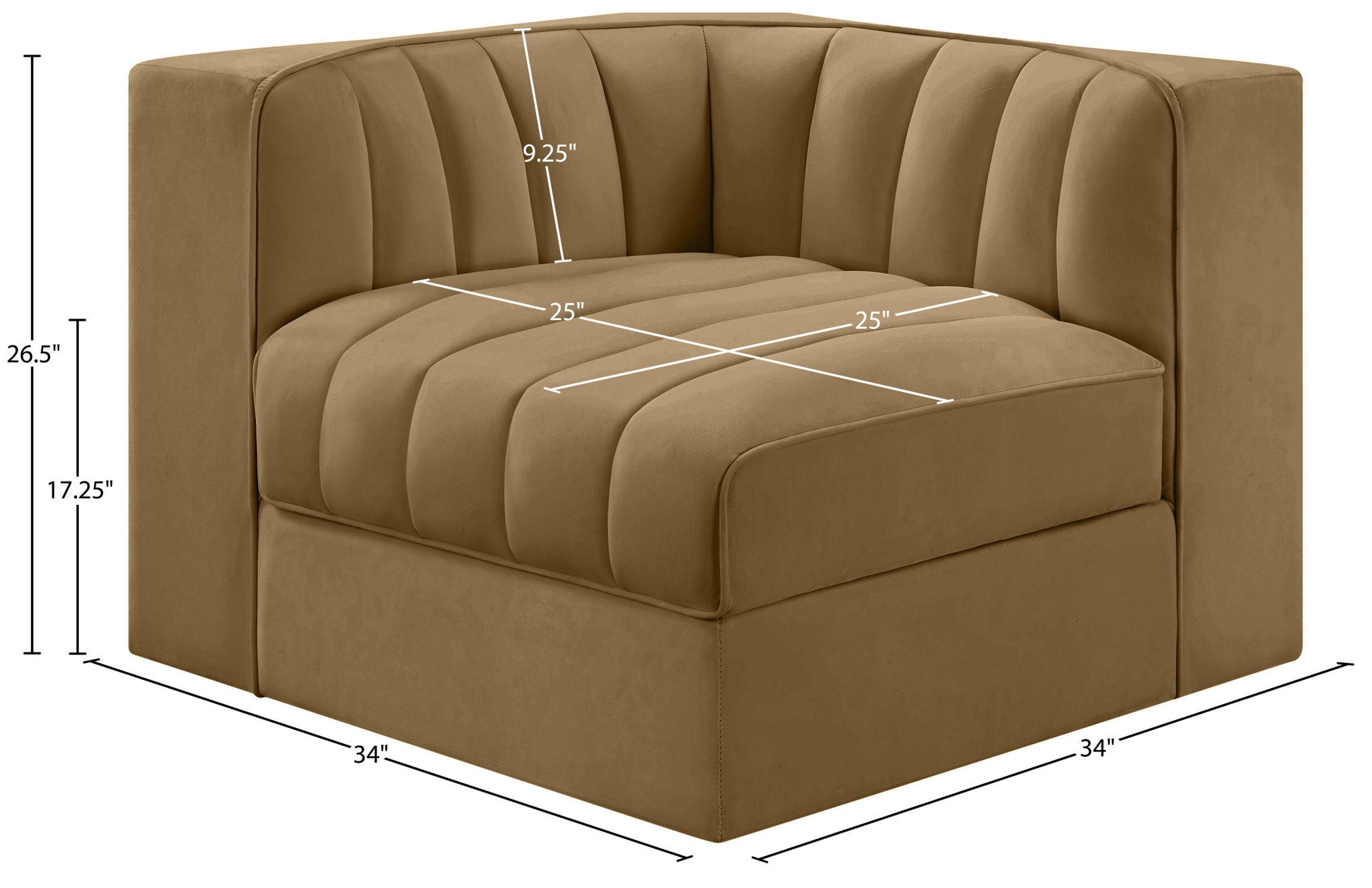 Rummi - Velvet Performance Fabric Upholstered Modular Corner Chair