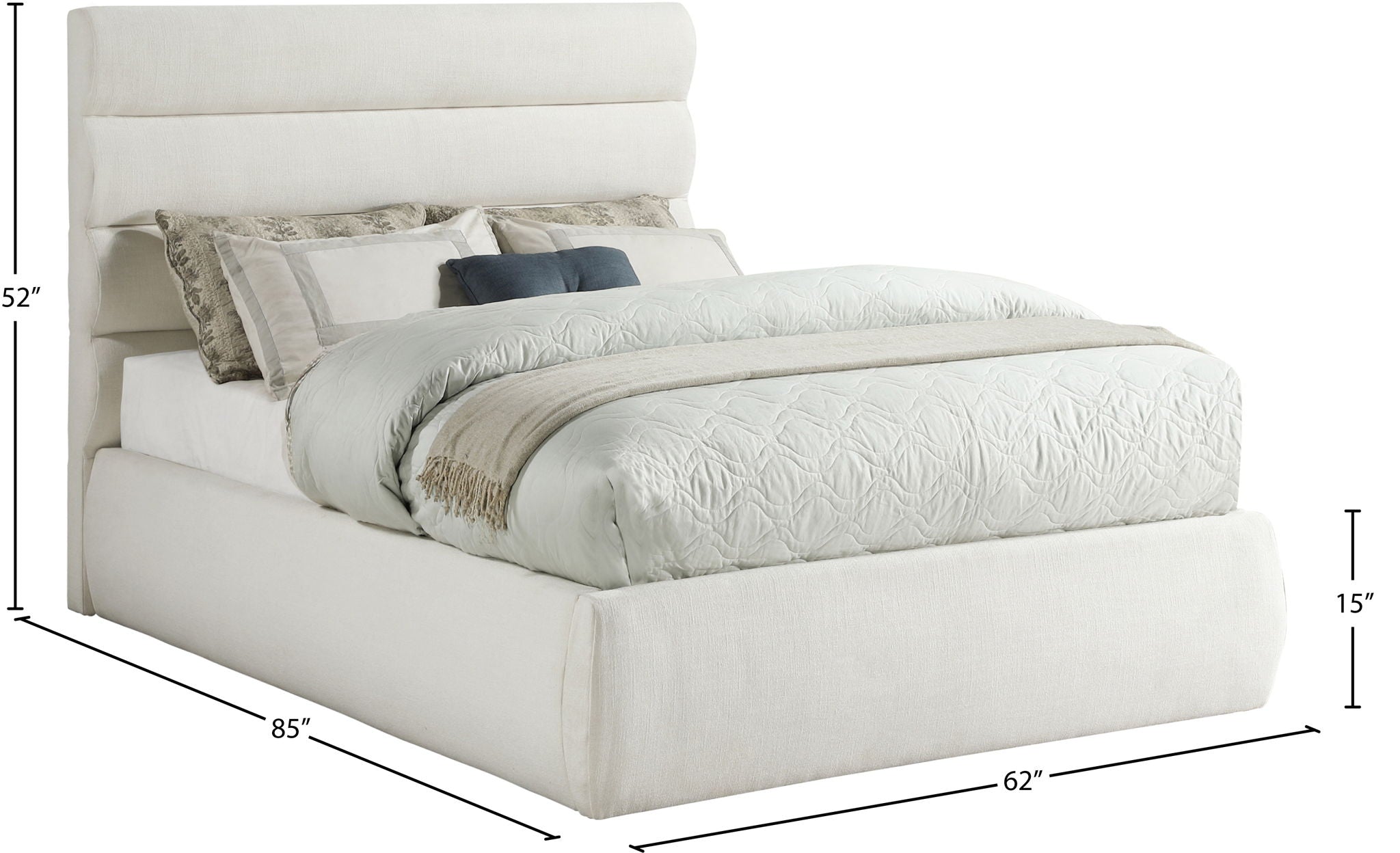 Adam - Linen Fabric Bed With 52" Headboard